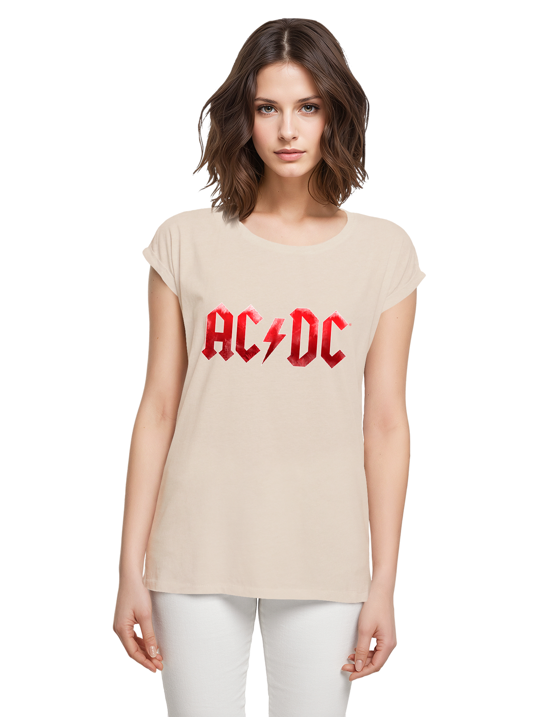 ACDC Red Ice Logo Ladies Extended Shoulder Tee