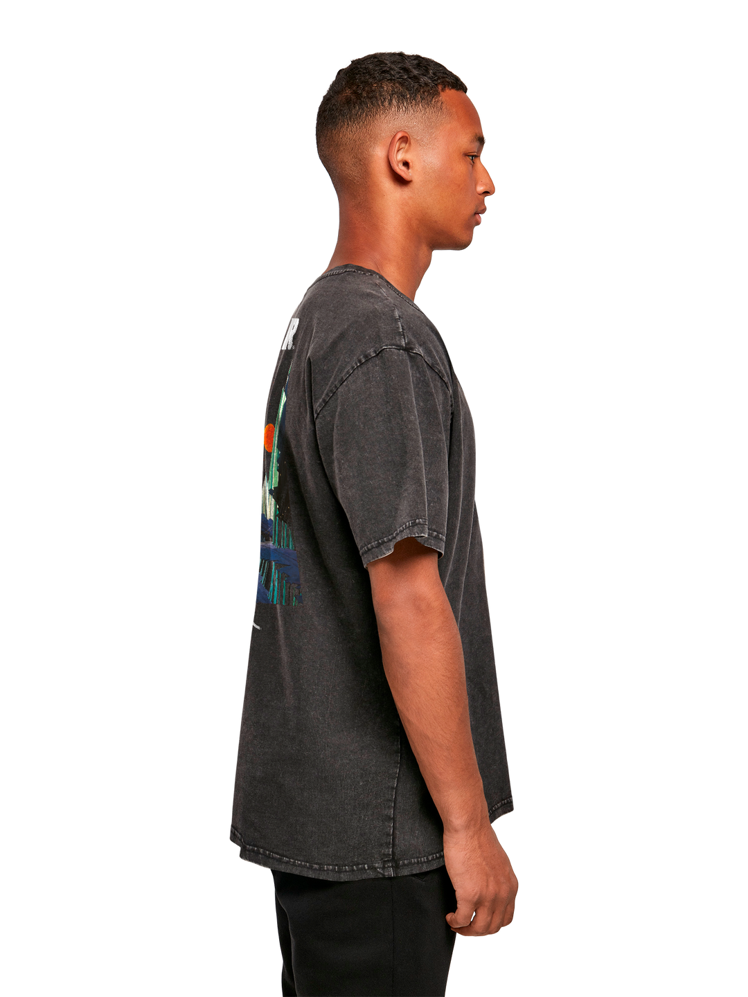 Atari Games Logo White Retro Gaming Horizontal and Atari Gravitar Box Cover with Acid Washed Heavy Oversize Tee