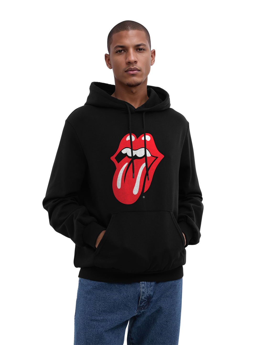 The Rolling Stones Classic Tongue Blk with True Blanks | Mens Regular Hoodie