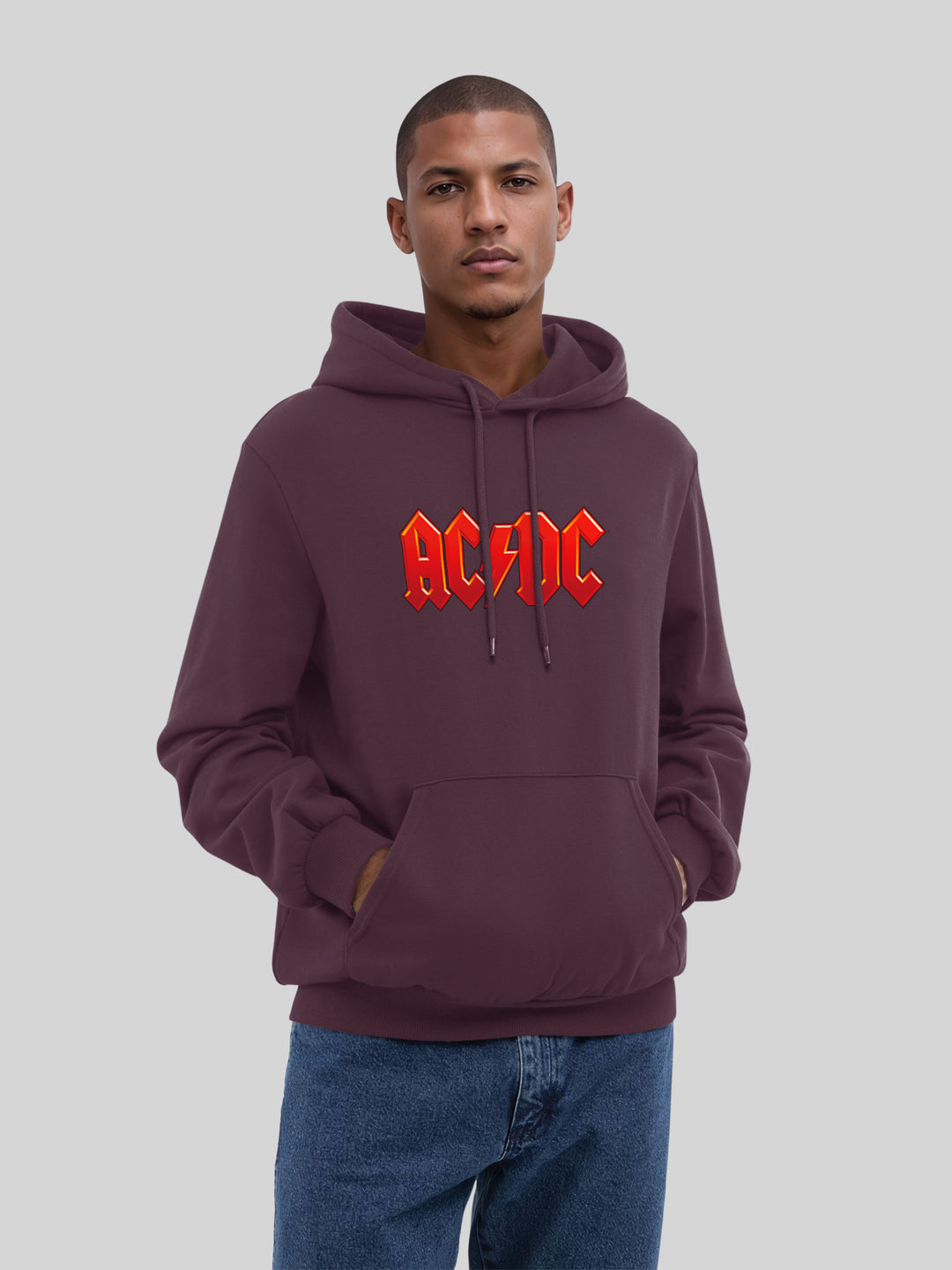 ACDC Dark Red Logo with True Blanks | Mens Regular Hoodie