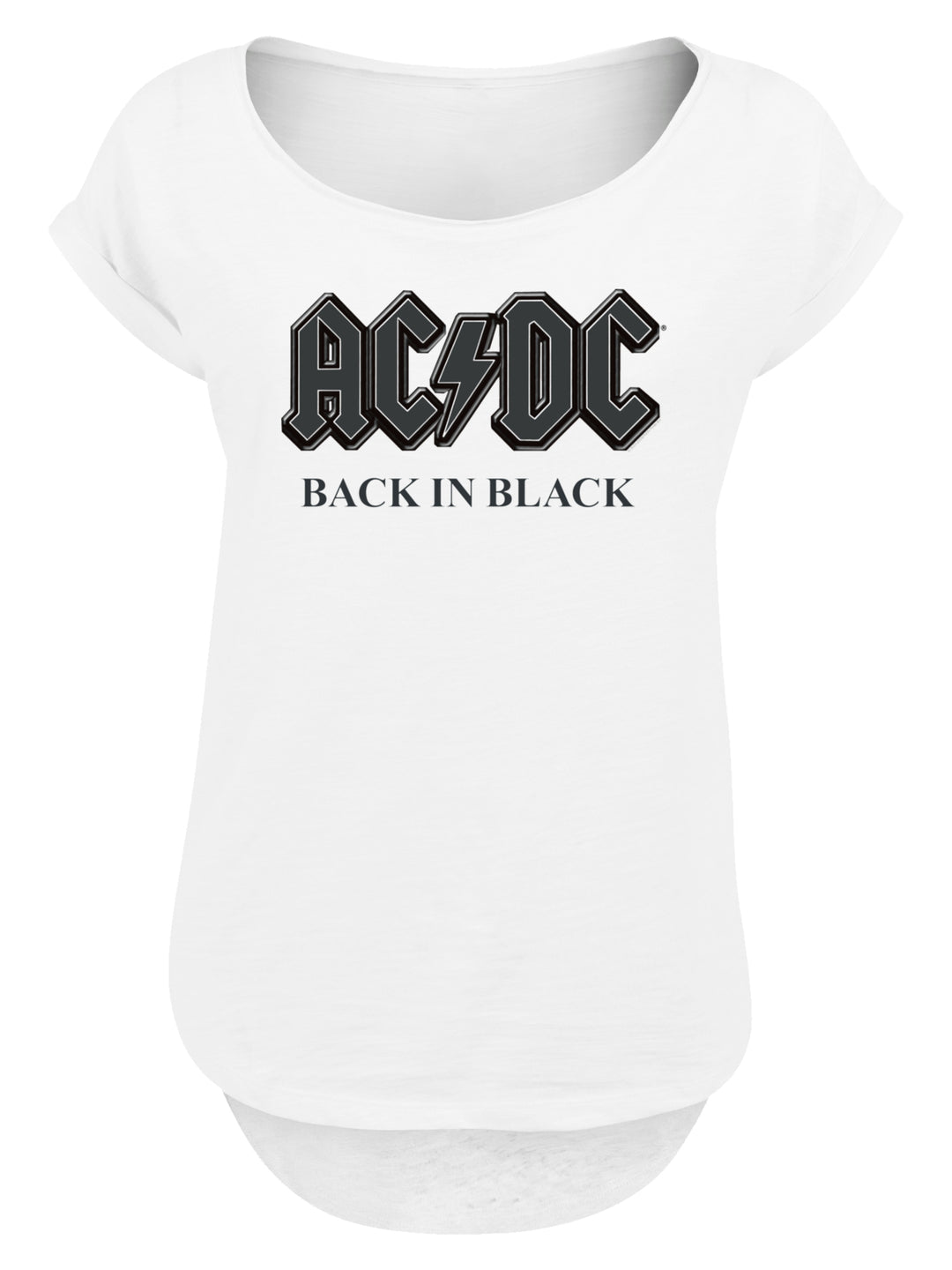 ACDC Rückseite in Schwarz mit langem Slub-Damen-T-Shirt