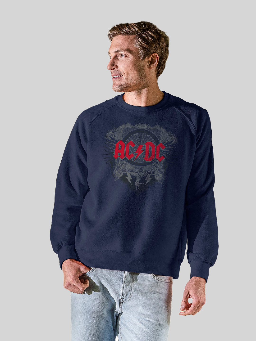 AC/DC Black Ice with Red with Vintage Fleece Raglan Crew