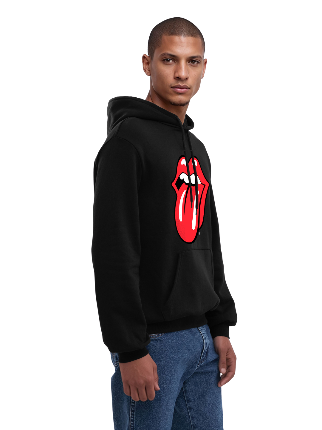 The Rolling Stones Classic Tongue Blk with True Blanks | Mens Regular Hoodie