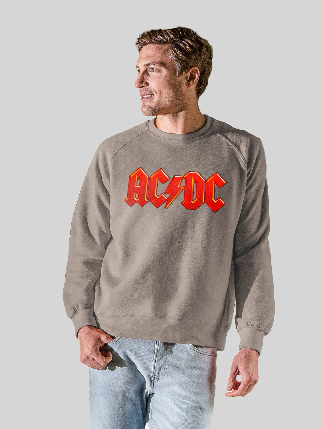 ACDC Dark Red Logo AOP with Vintage Fleece Raglan Crew