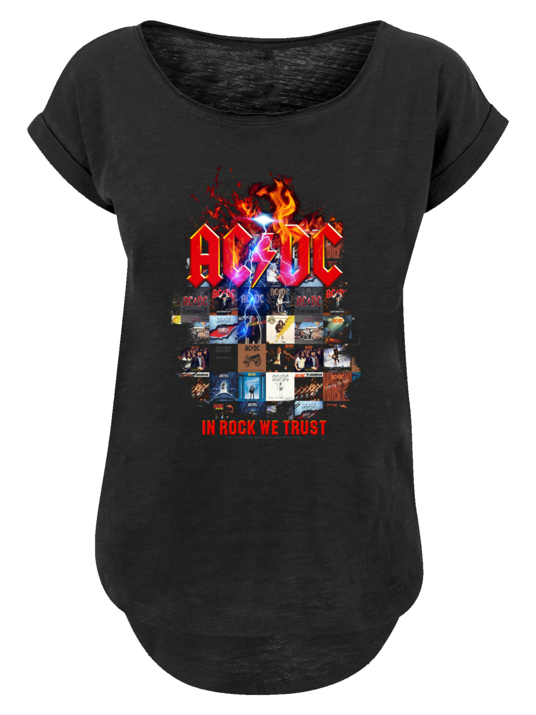 ACDC In Rock We Trust Albumcover mit langem Slub-T-Shirt für Damen