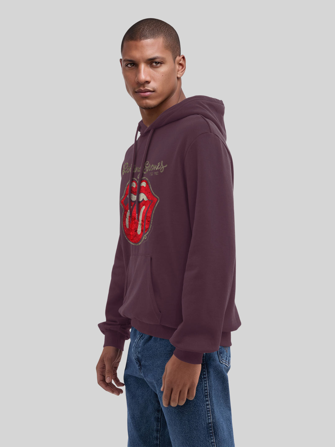 The Rolling Stones Plastered Tongue Washed with True Blanks | Mens Regular Hoodie