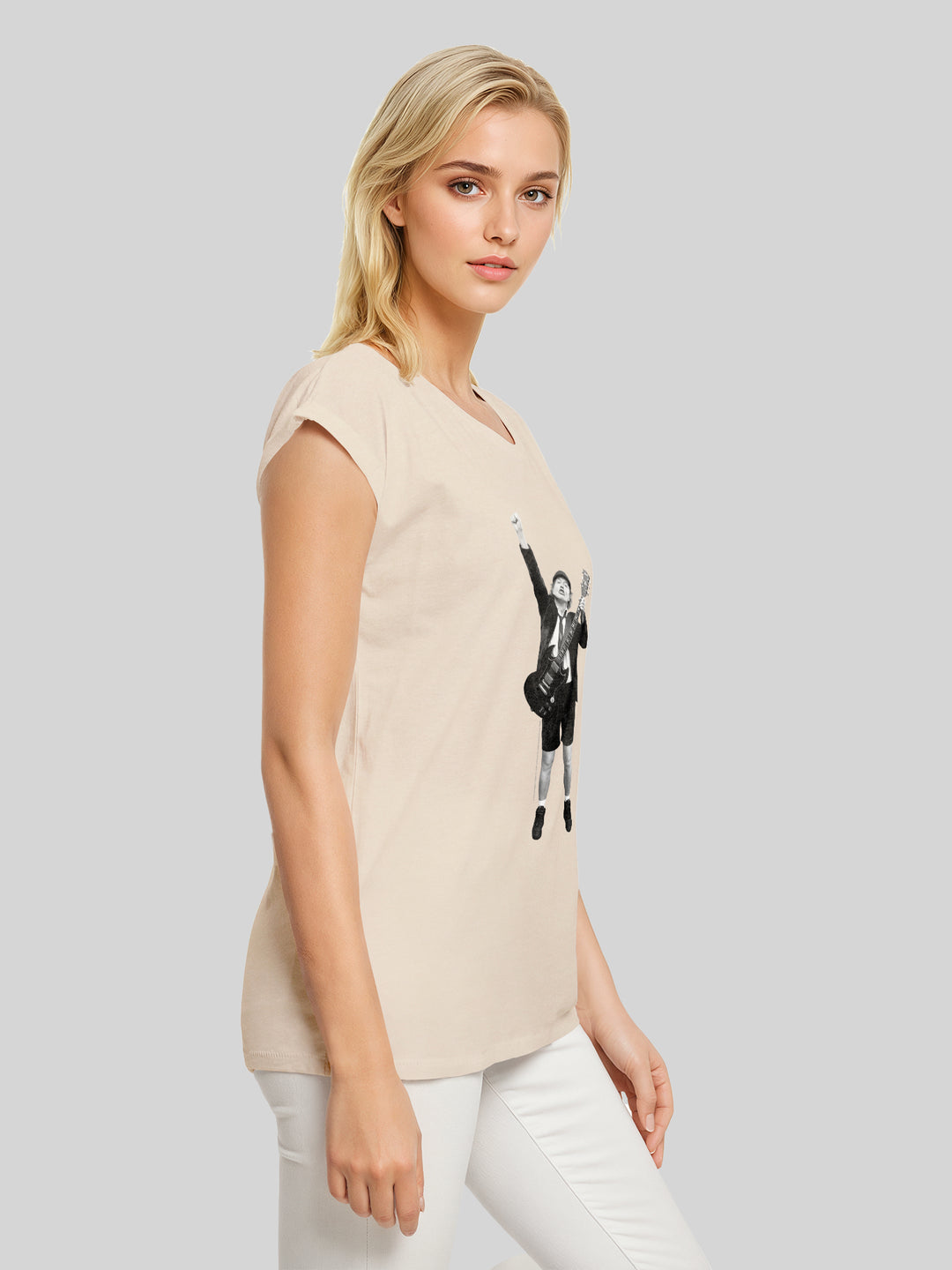 ACDC Angus Young Cut Out Ladies Extended Shoulder Tee
