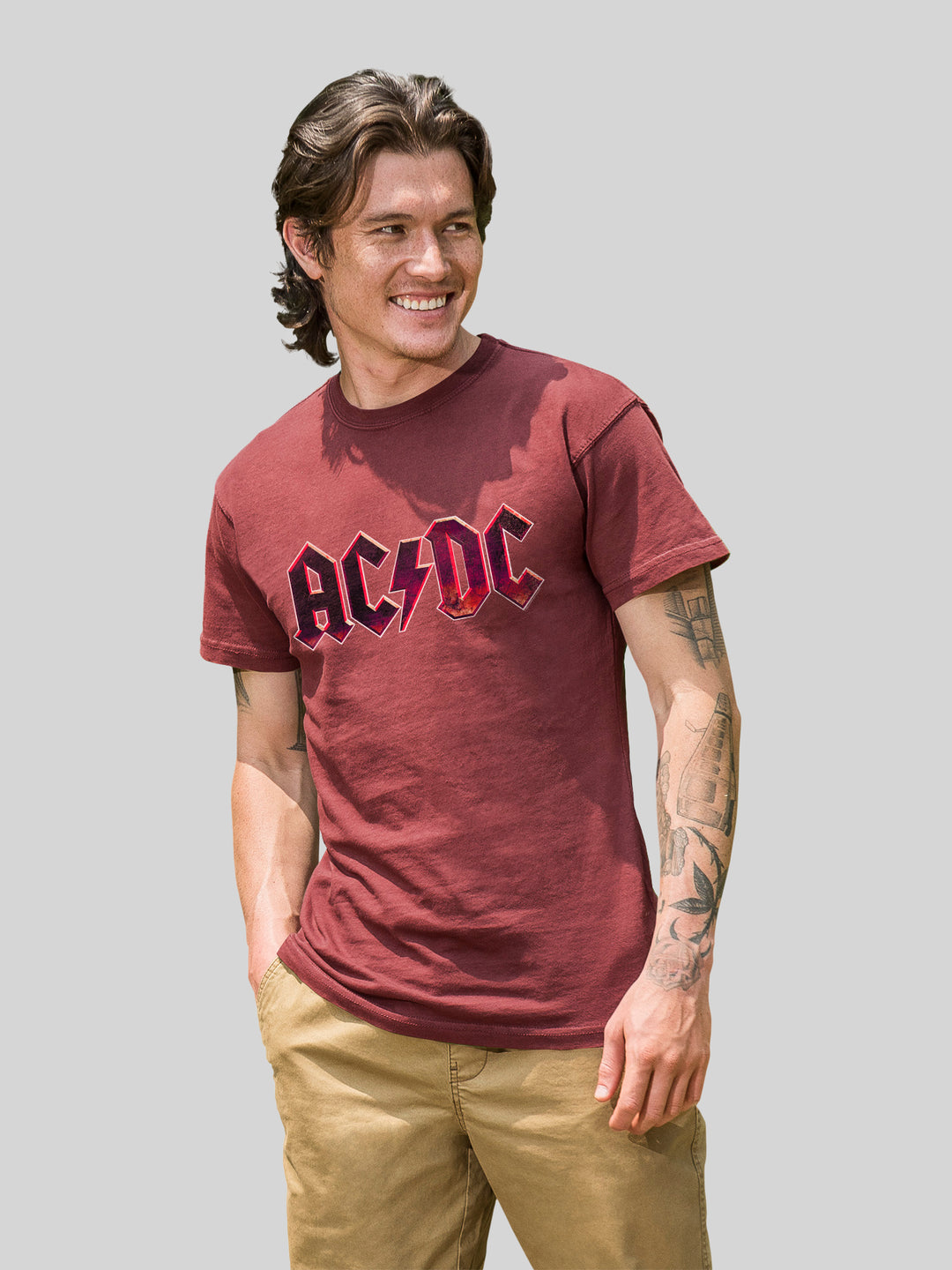 AC/DC Raw Distressed Logo with Coastal Color Tee