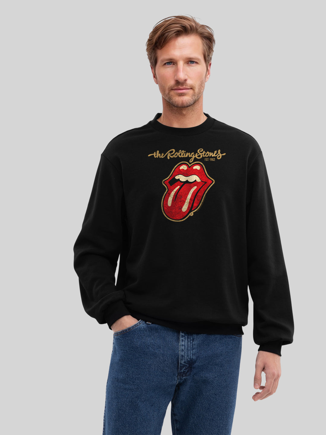 The Rolling Stones - Plastered Tongue Distressed with True Blanks | Mens Regular Sweater