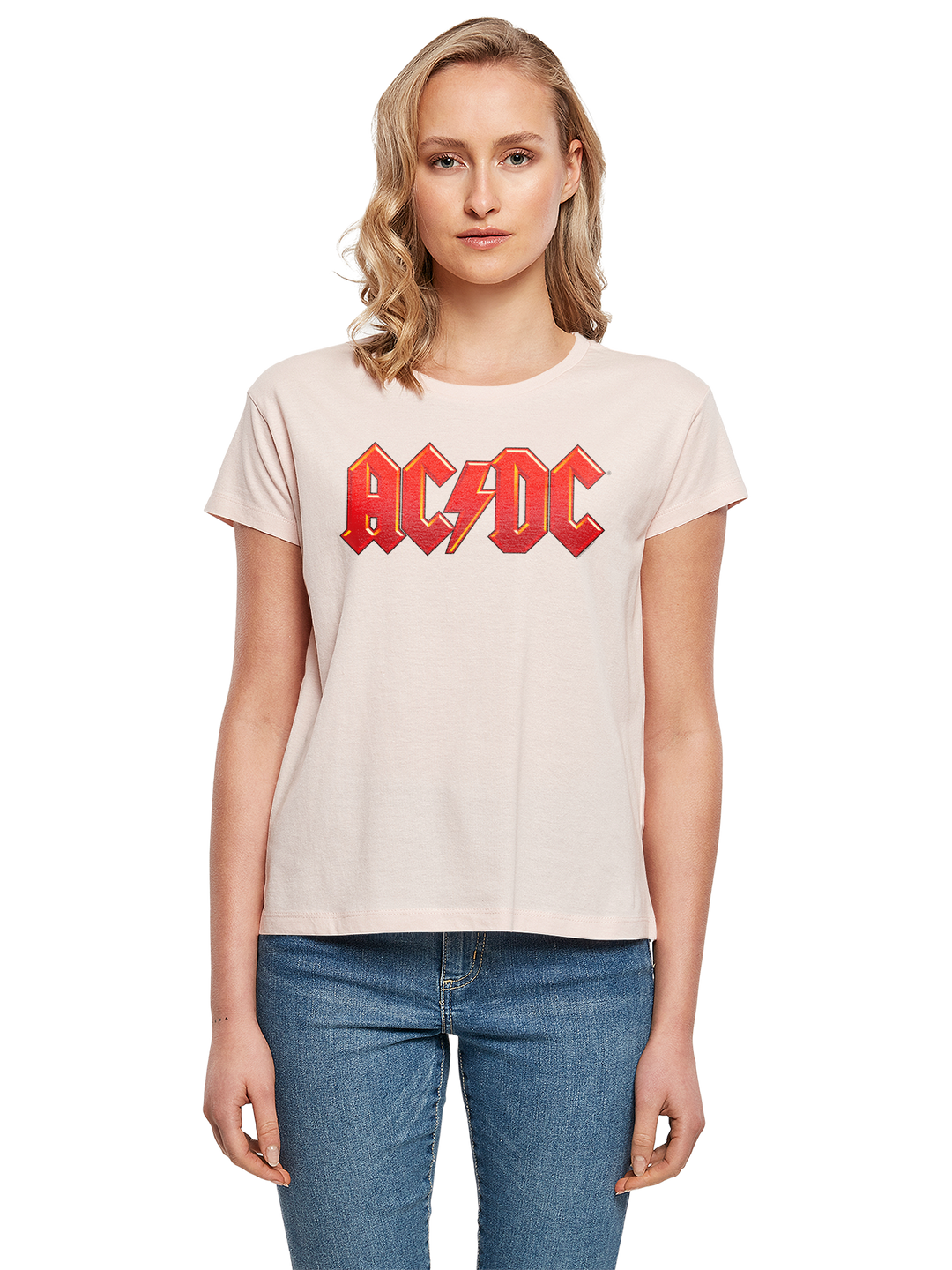 ACDC Dark Red Logo with Ladies Box Tee
