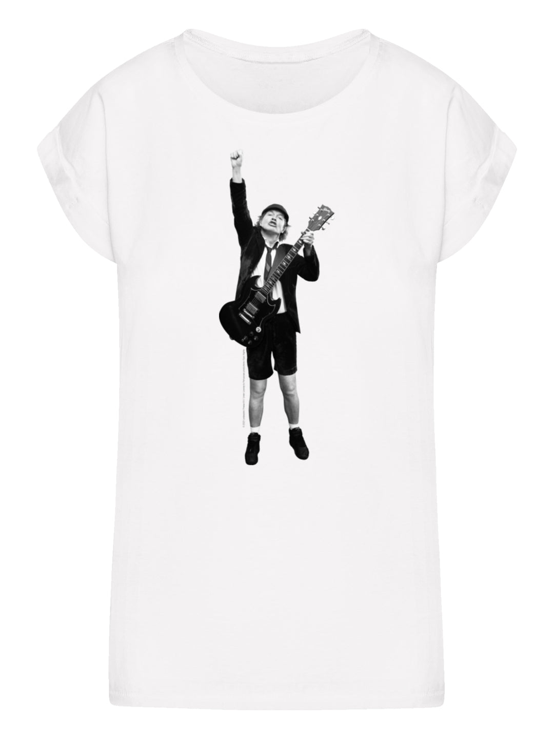 ACDC Angus Young Cut Out Ladies Extended Shoulder Tee