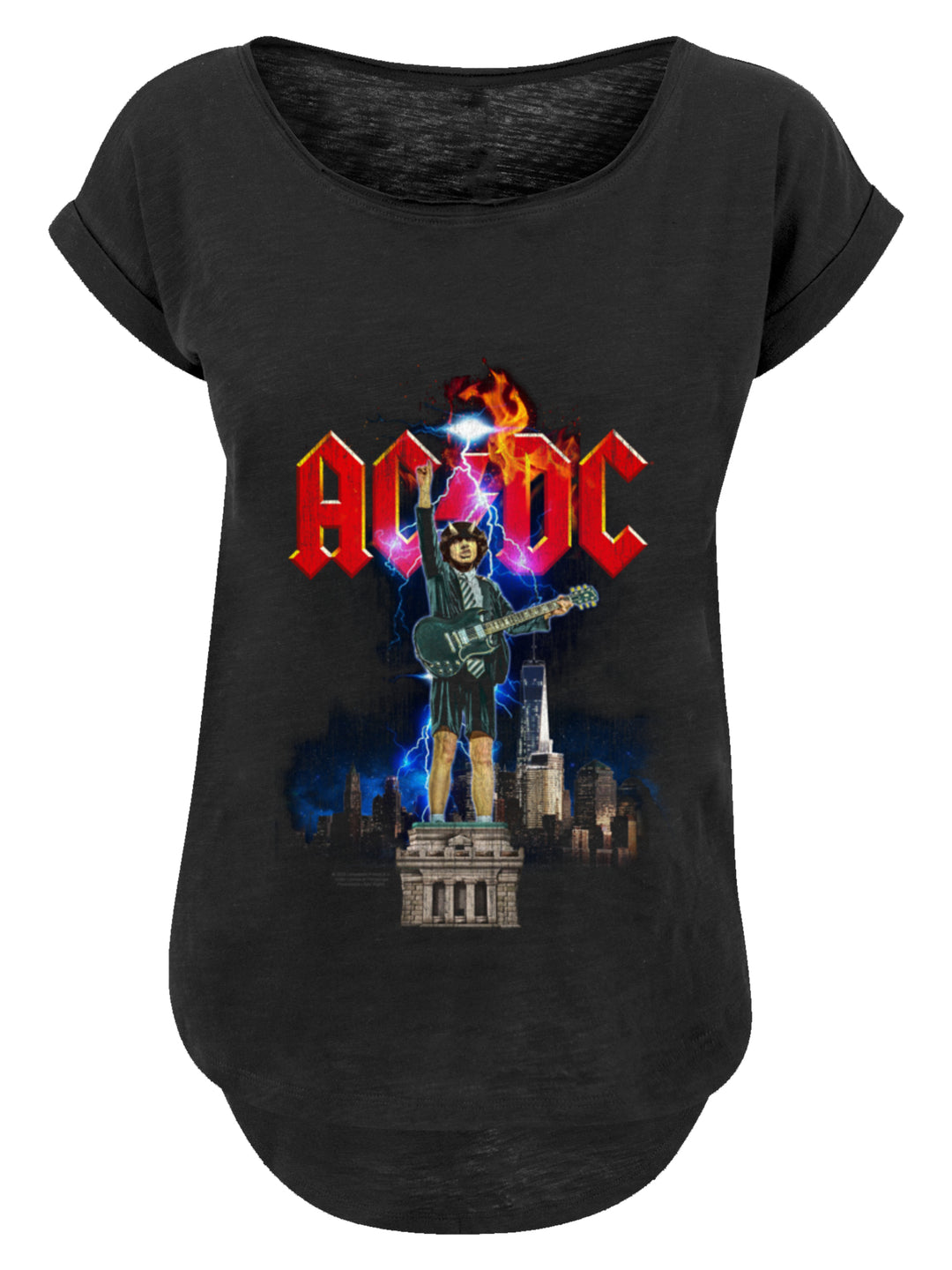 ACDC Angus NYC Lightning mit langem Slub-T-Shirt für Damen