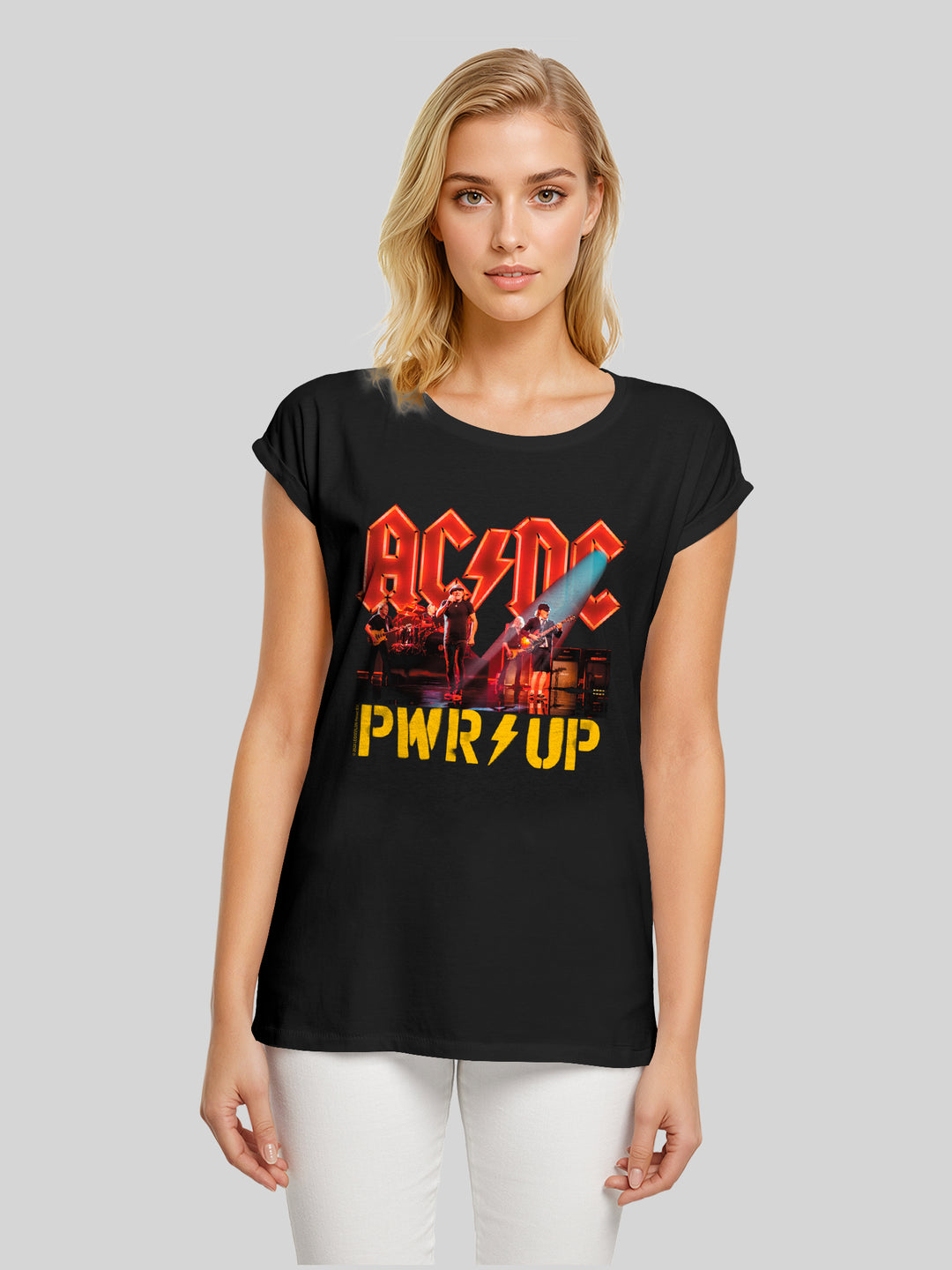 ACDC PWRUP Stage Lights with Ladies Extended Shoulder Tee