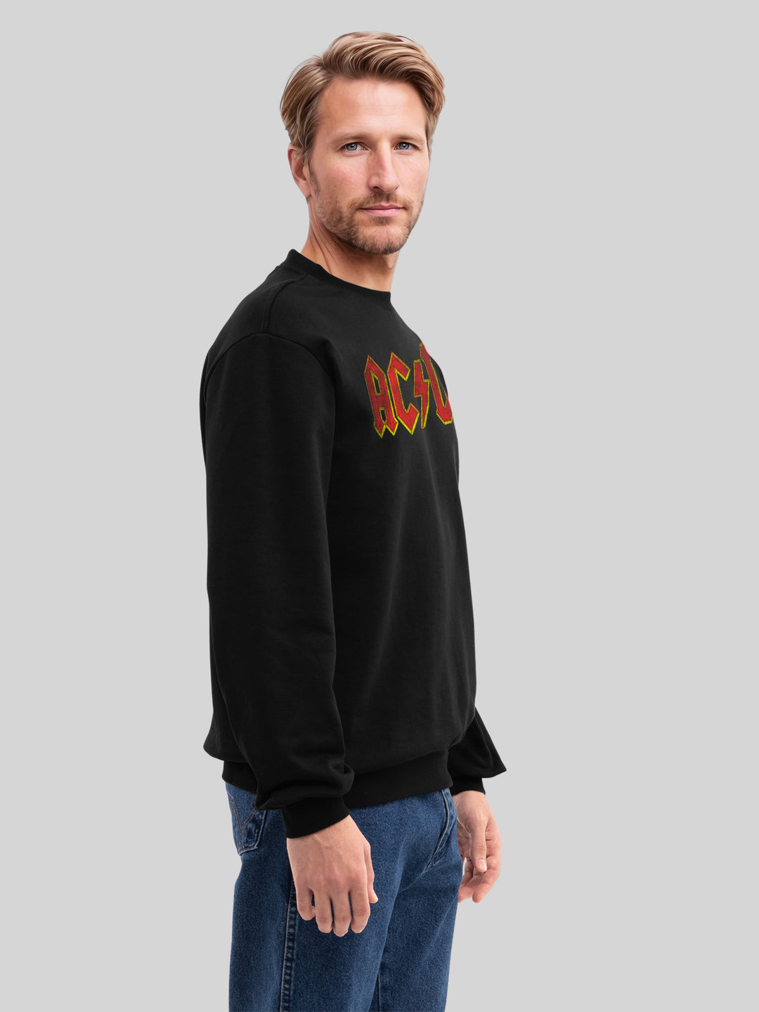 AC/DC Distressed Red Logo Men's Organic Sweatshirt