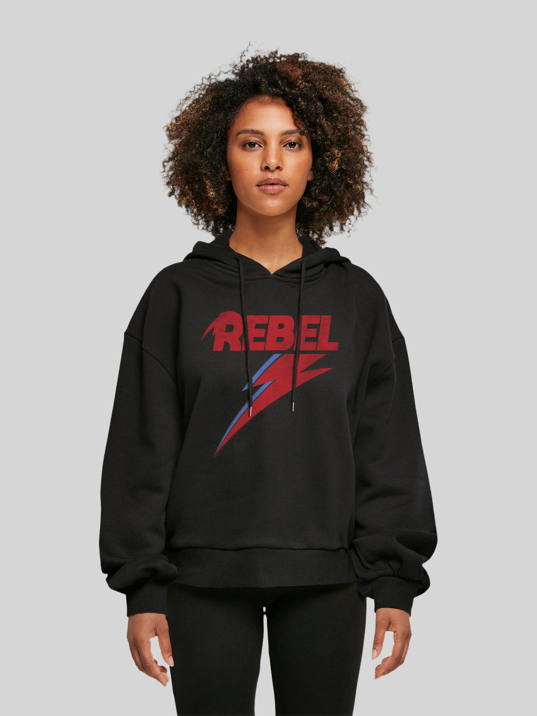 David Bowie Distressed Rebel with Ladies Organic Oversized Hoody