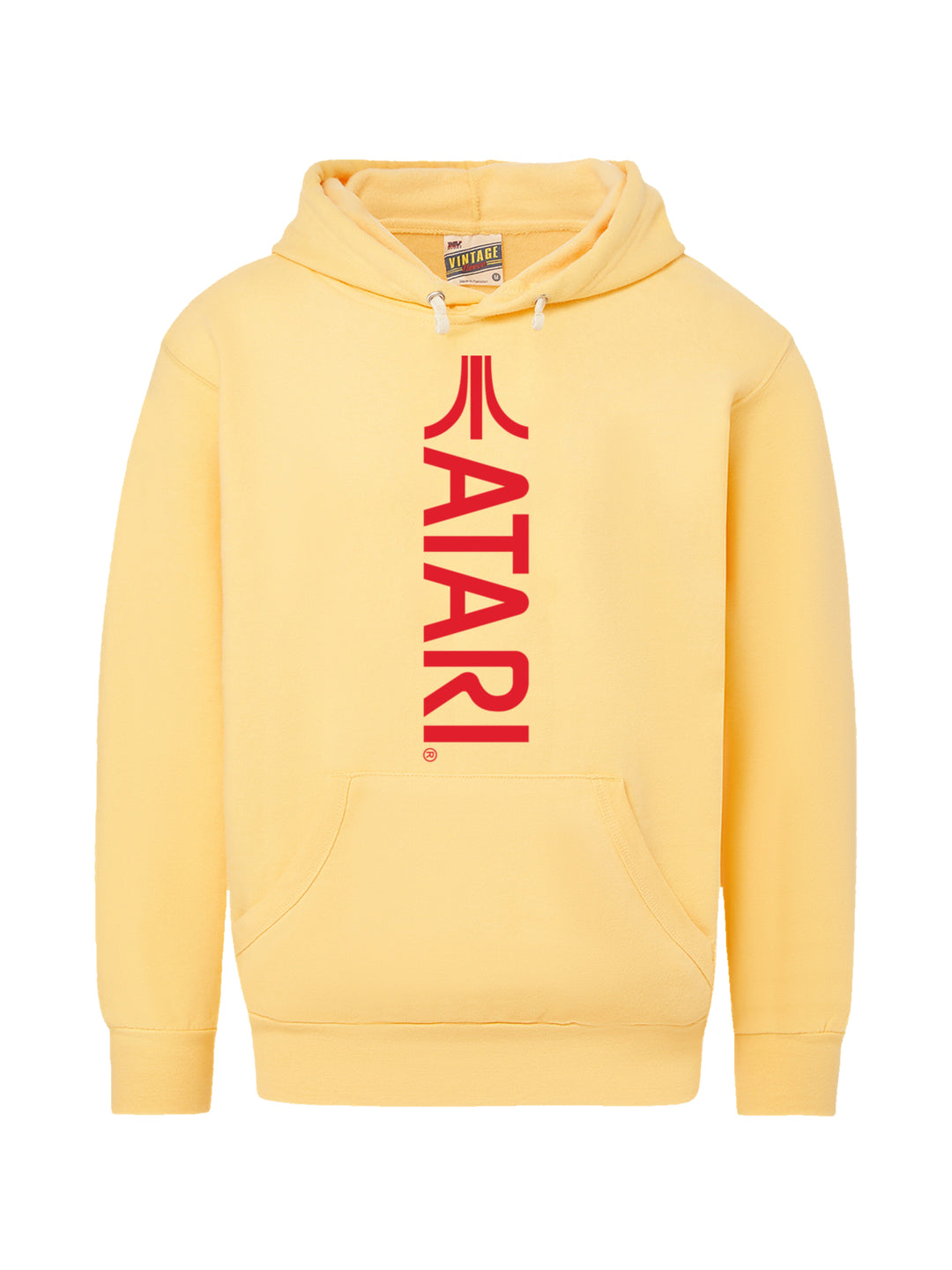 Atari Games Vertical Logo Red Retro Gaming with Vintage Fleece Hood
