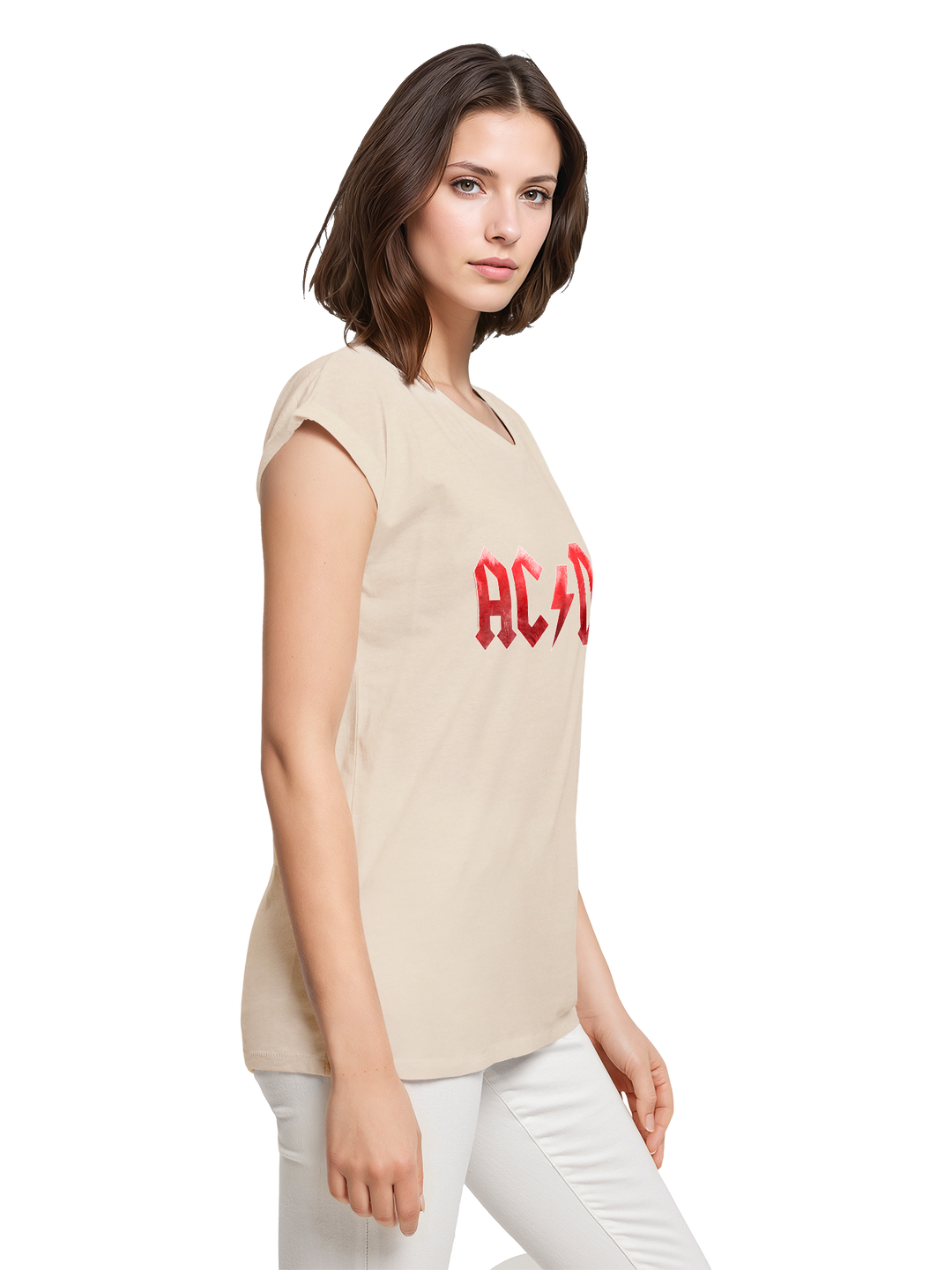 ACDC Red Ice Logo Ladies Extended Shoulder Tee