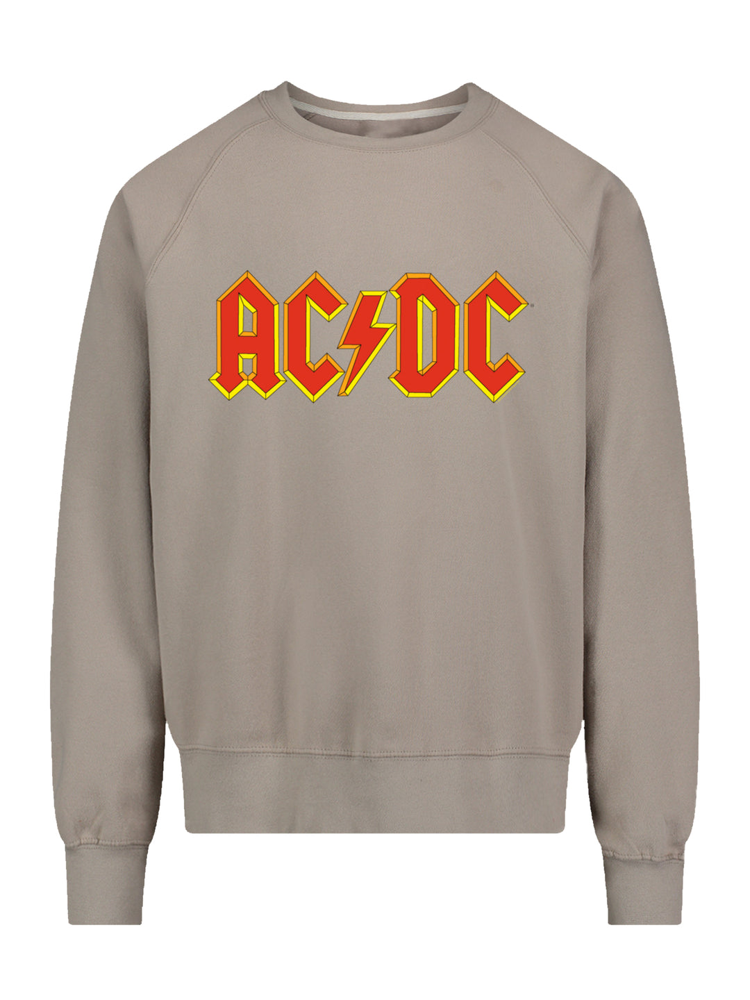 AC/DC Yellow Outline Red Logo with Vintage Fleece Raglan Crew