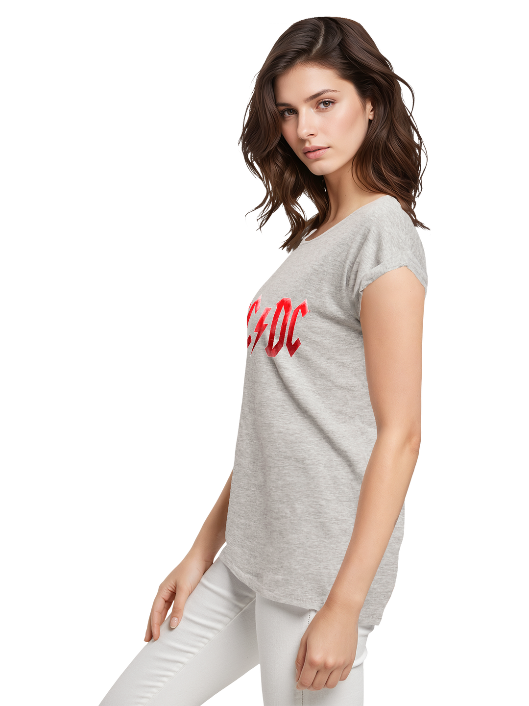 ACDC Red Ice Logo Ladies Extended Shoulder Tee