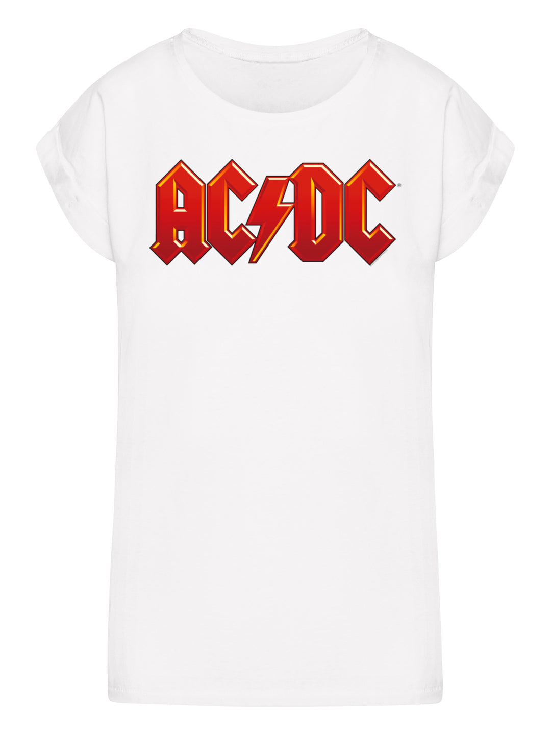 ACDC Dark Red Logo Ladies Extended Shoulder Tee
