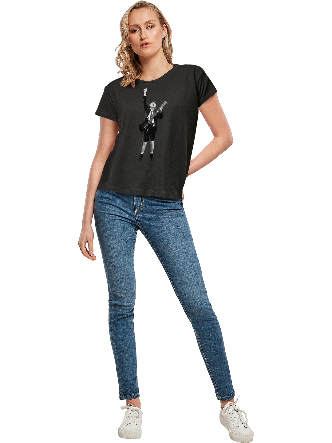 ACDC Angus Young Cut Out with Ladies Box Tee