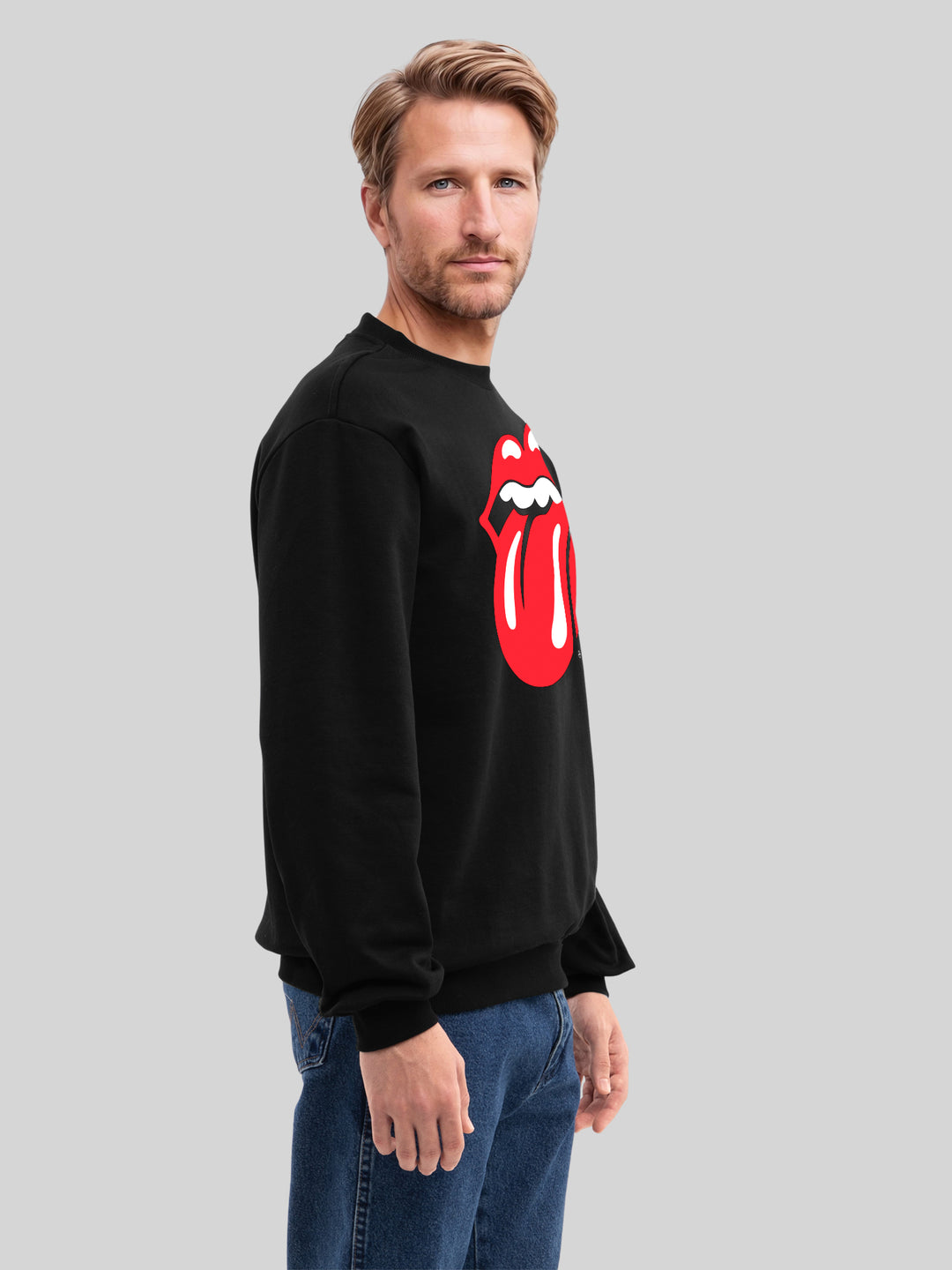 The Rolling Stones Classic Tongue Blk with True Blanks | Mens Regular Sweater
