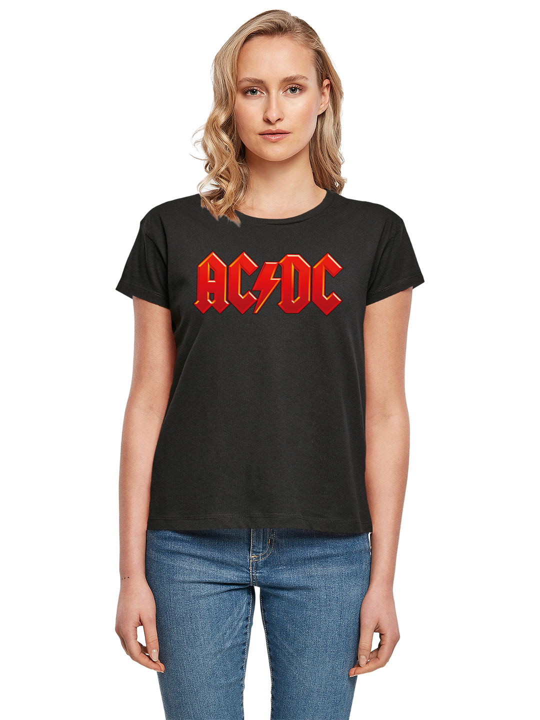 ACDC Dark Red Logo with Ladies Box Tee