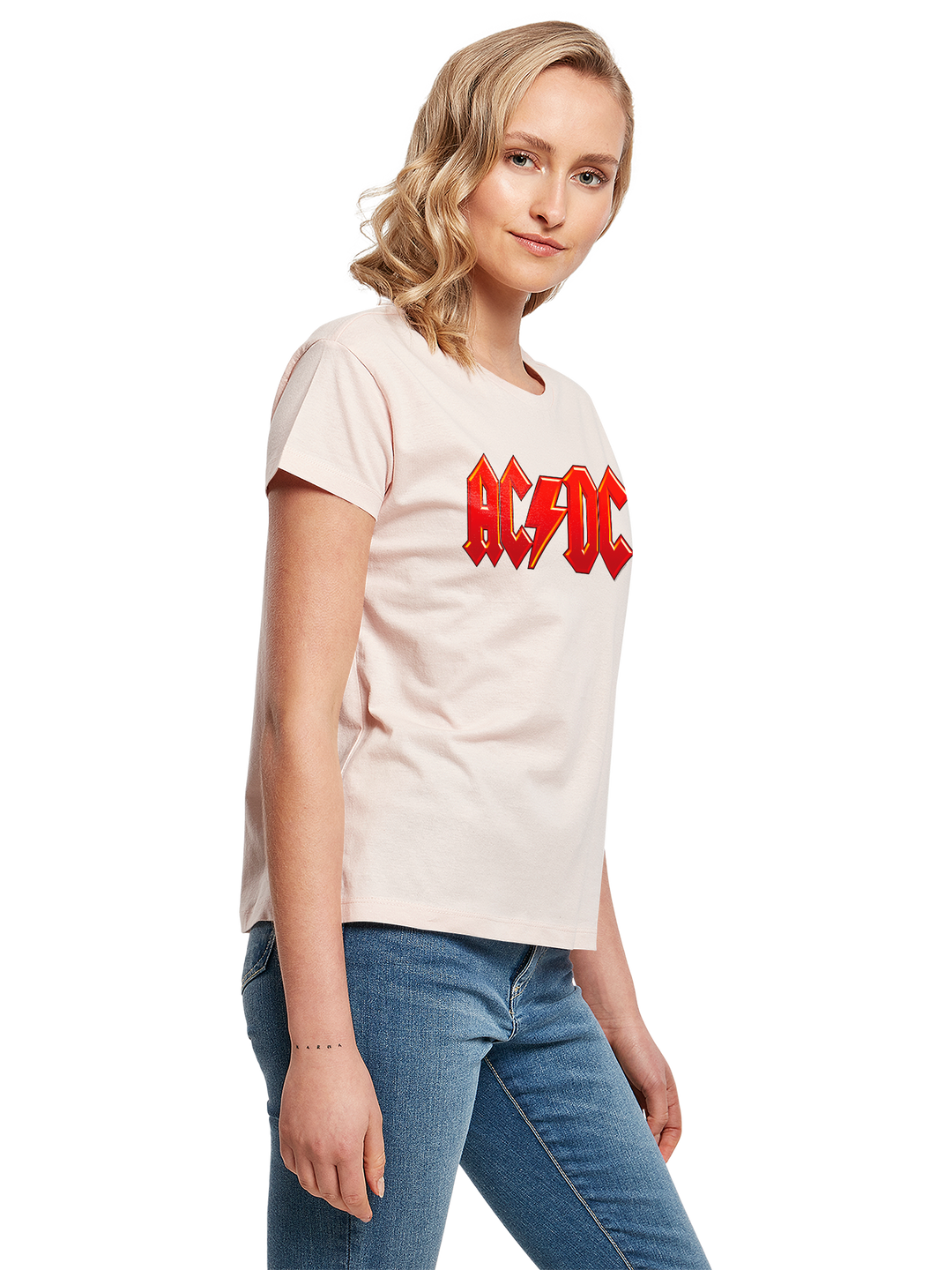 ACDC Dark Red Logo with Ladies Box Tee