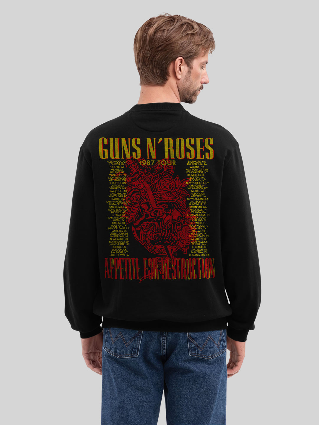 Guns N' Roses 1987 Tour Vintage Concert Poster | Mens Regular Sweater