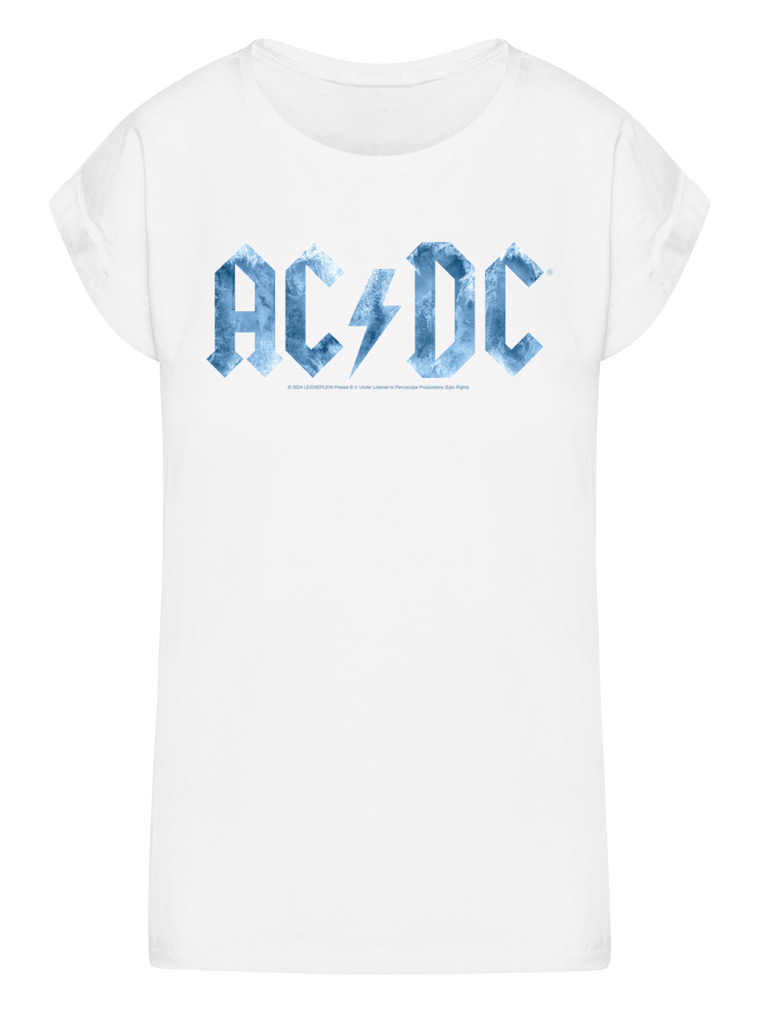 ACDC Blue Ice Logo Ladies Extended Shoulder Tee