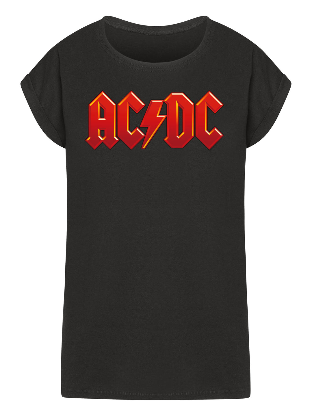 ACDC Dark Red Logo Ladies Extended Shoulder Tee