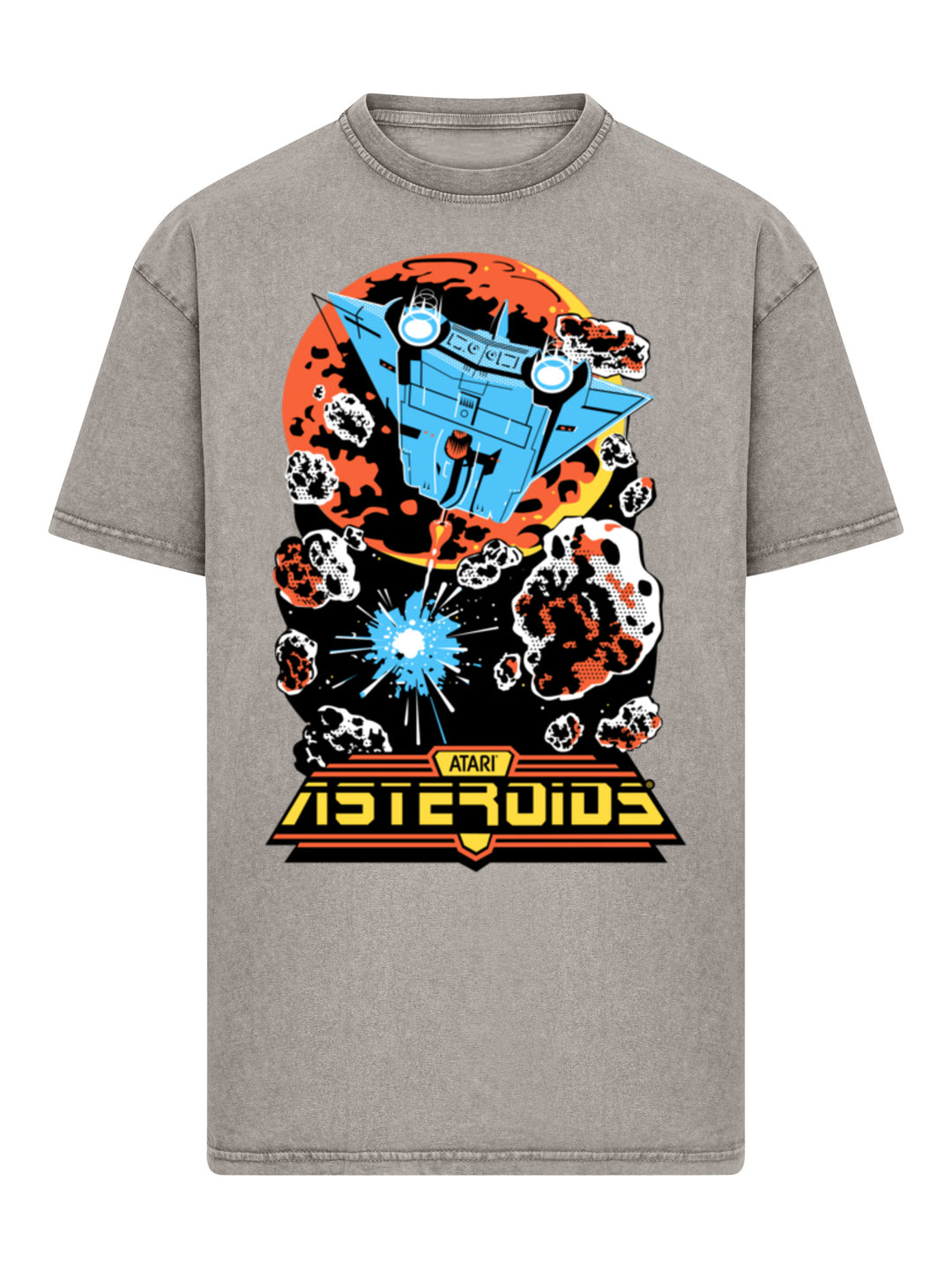 Asteroids Vintage Atari Retro Gaming with Acid Washed Heavy Oversize Tee