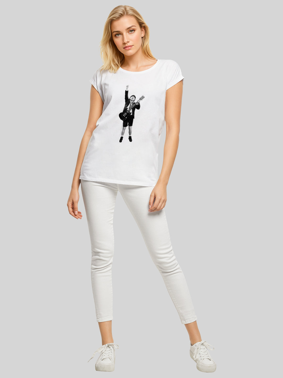 ACDC Angus Young Cut Out Ladies Extended Shoulder Tee