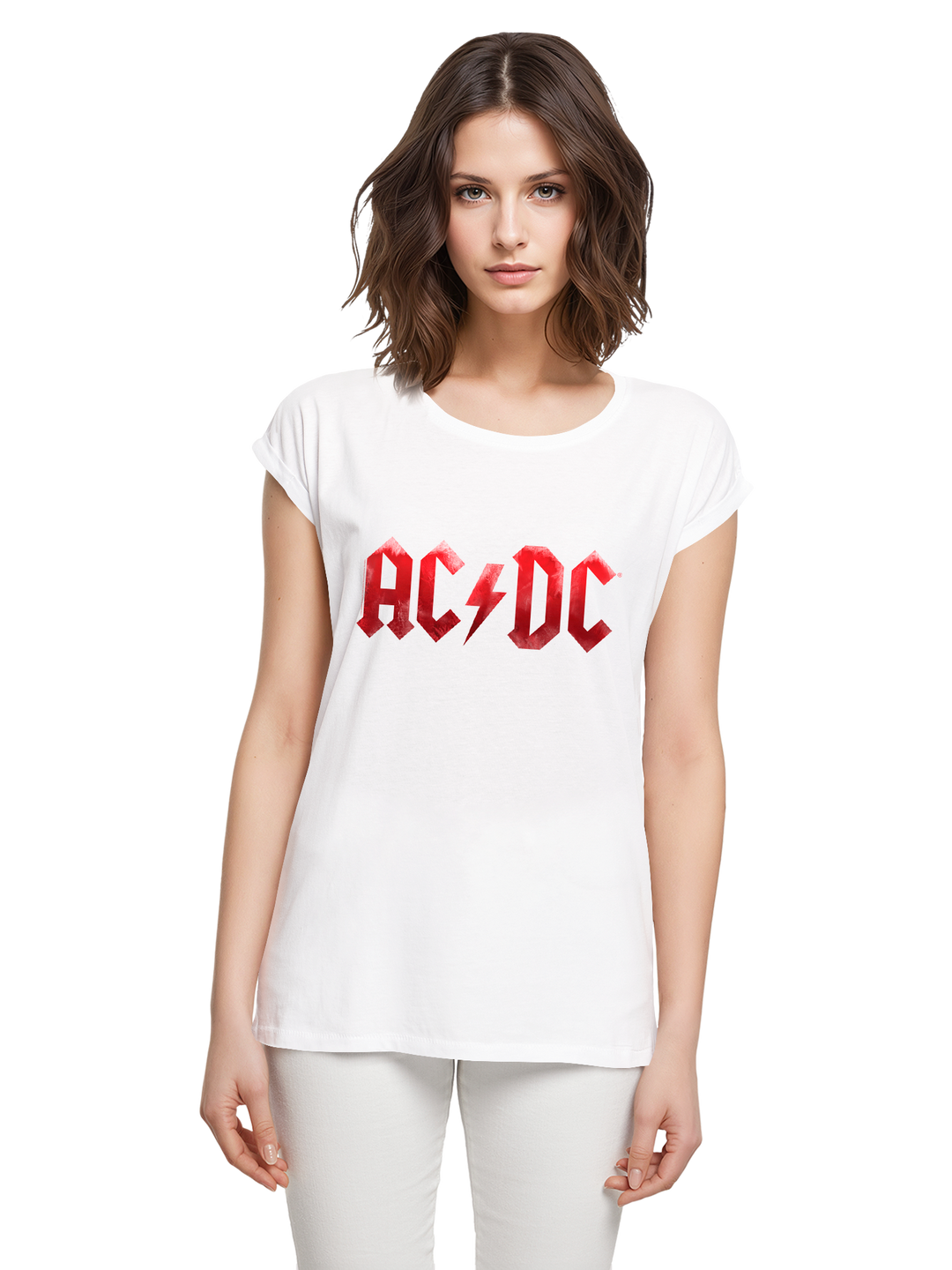 ACDC Red Ice Logo Ladies Extended Shoulder Tee