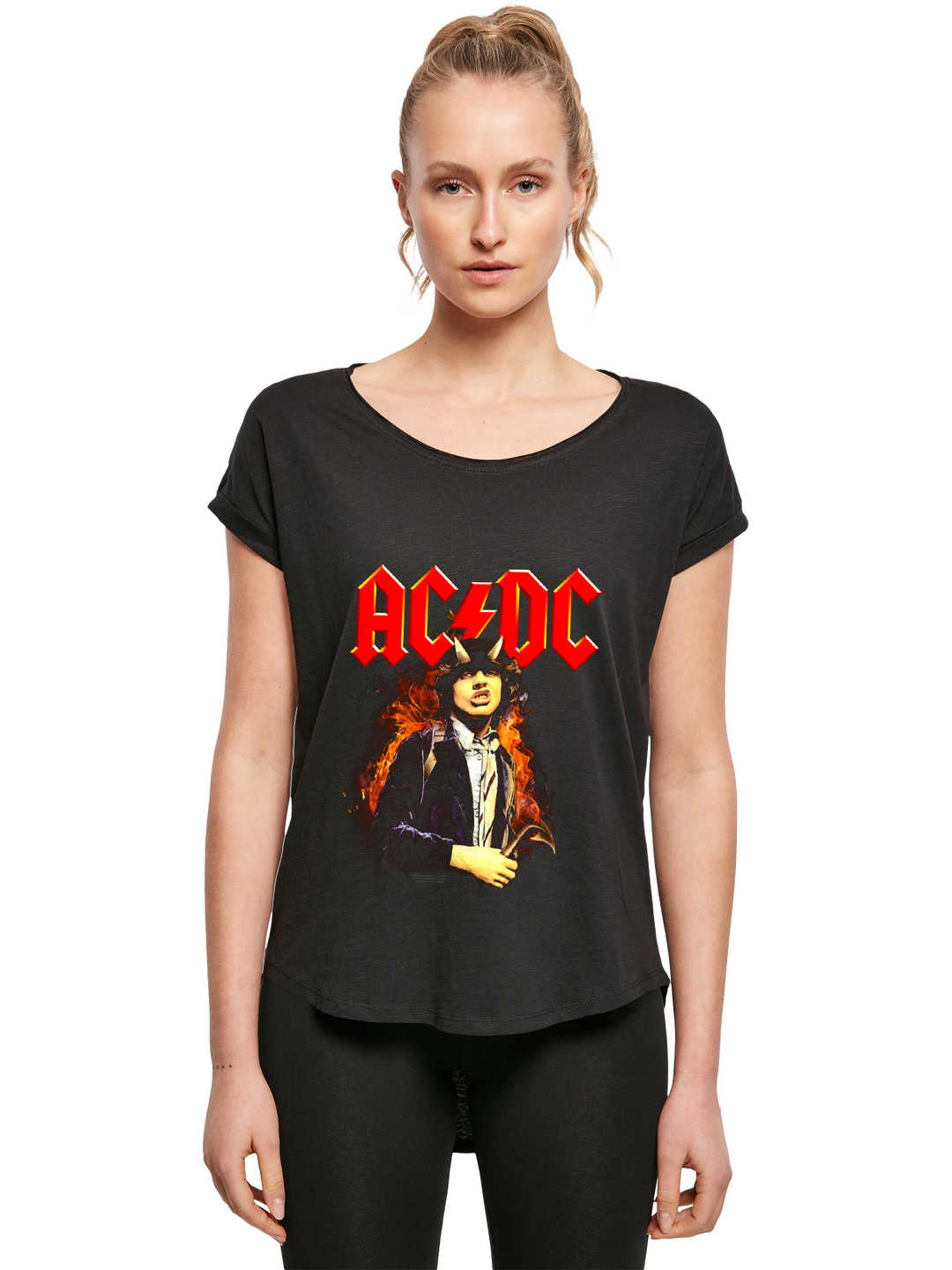 ACDC Angus Highway To Hell with Ladies Long Slub Tee