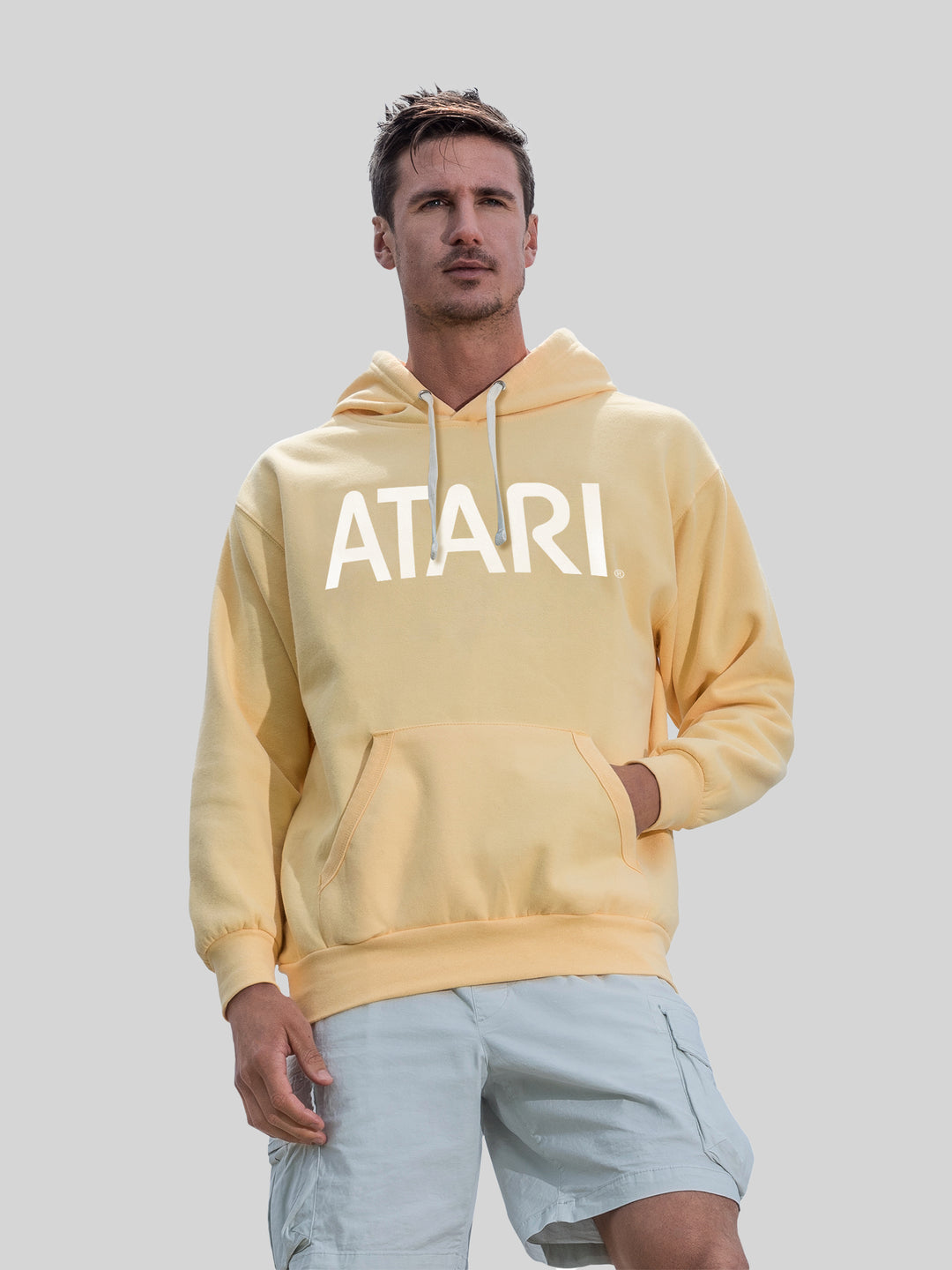 Atari Games White Retro Gaming with Vintage Fleece Hood