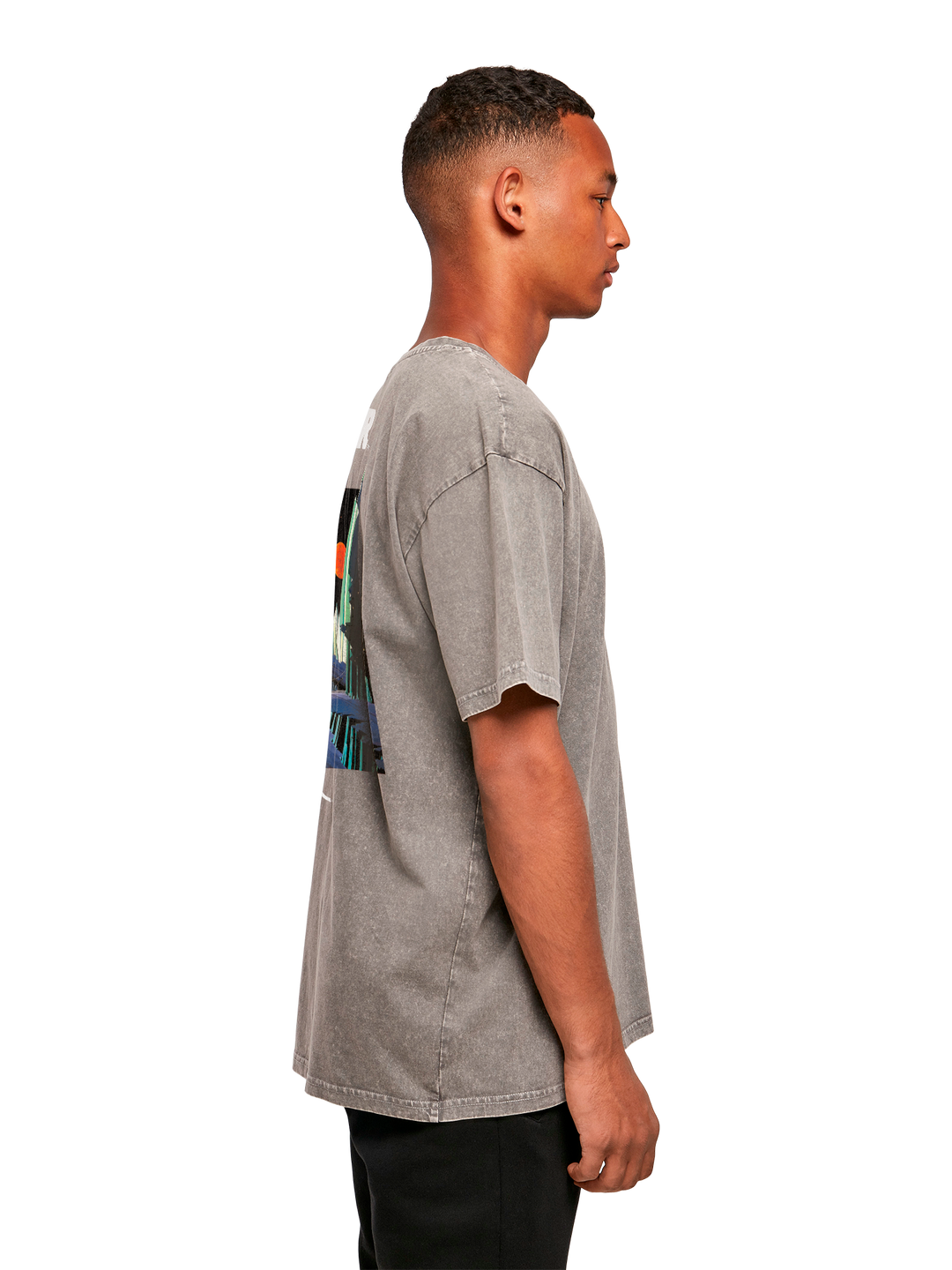 Atari Games Logo White Retro Gaming Horizontal and Atari Gravitar Box Cover with Acid Washed Heavy Oversize Tee
