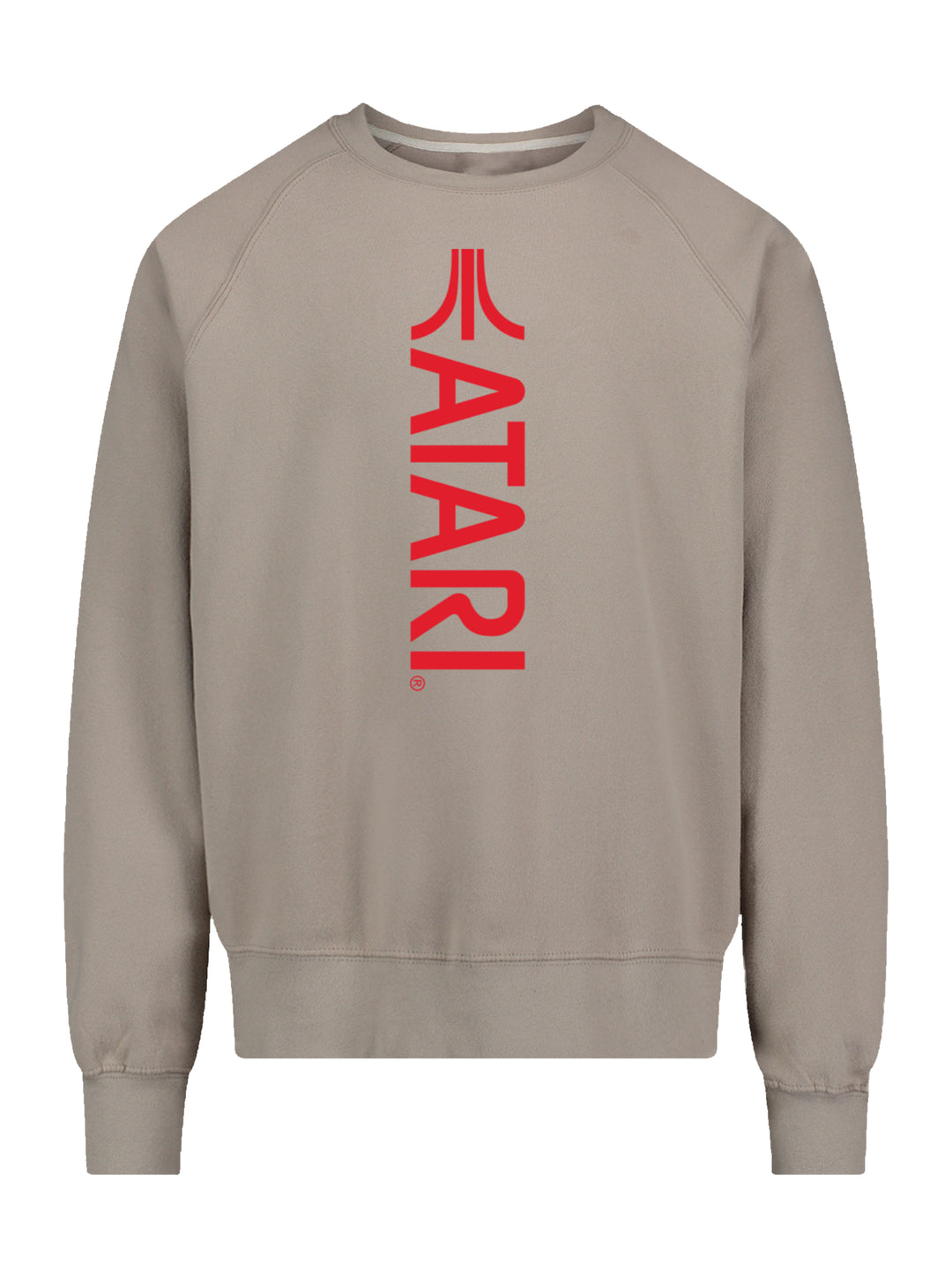 Atari Games Vertical Logo Red Retro Gaming with Vintage Fleece Raglan Crew