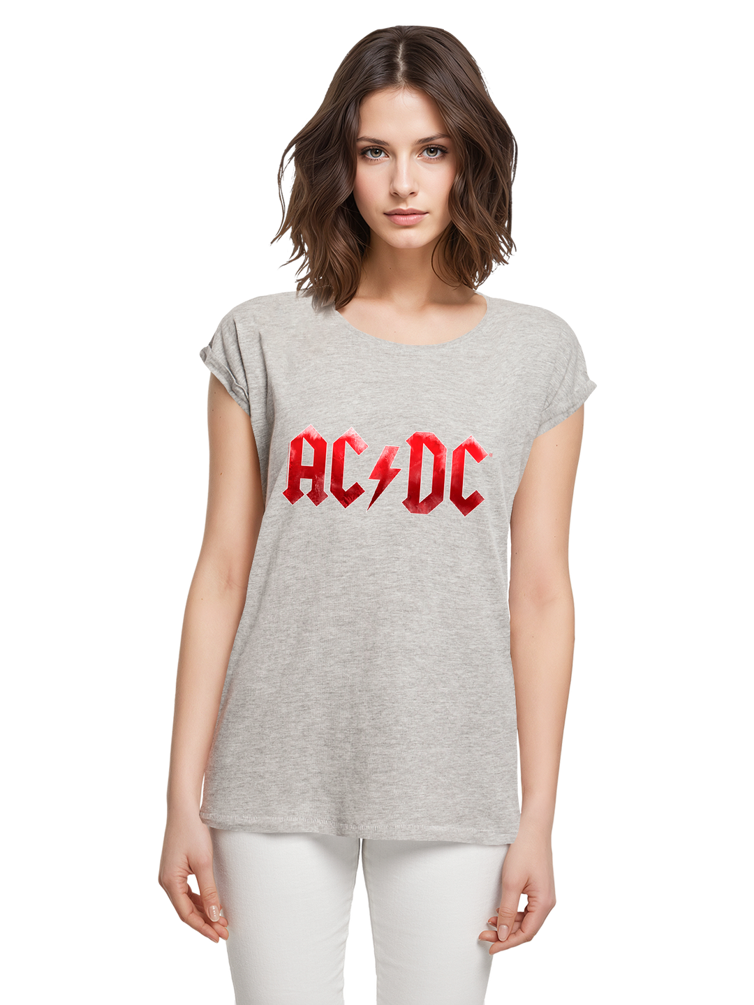 ACDC Red Ice Logo Ladies Extended Shoulder Tee