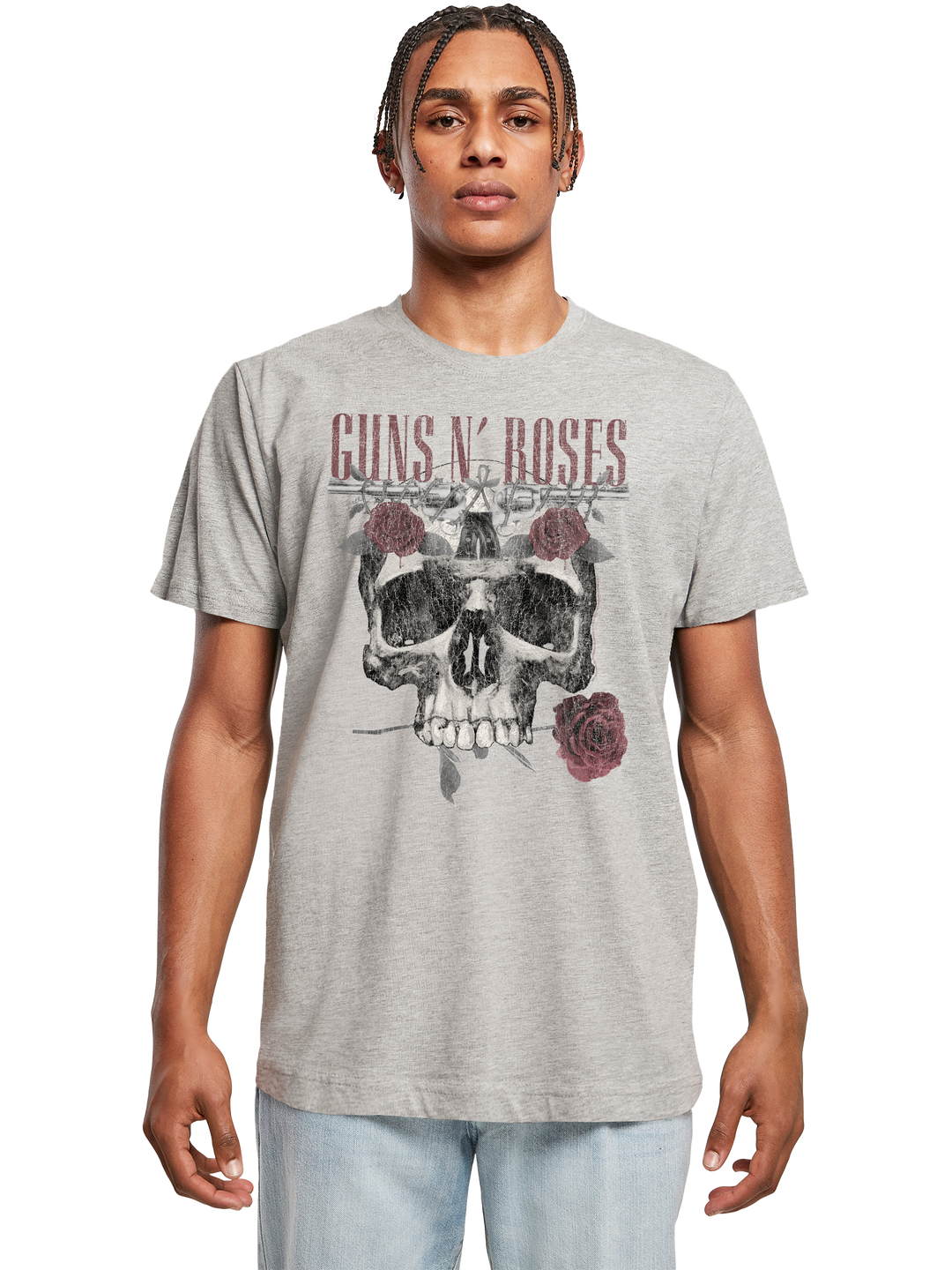 Guns N' Roses Roses Skull with T-Shirt Round Neck