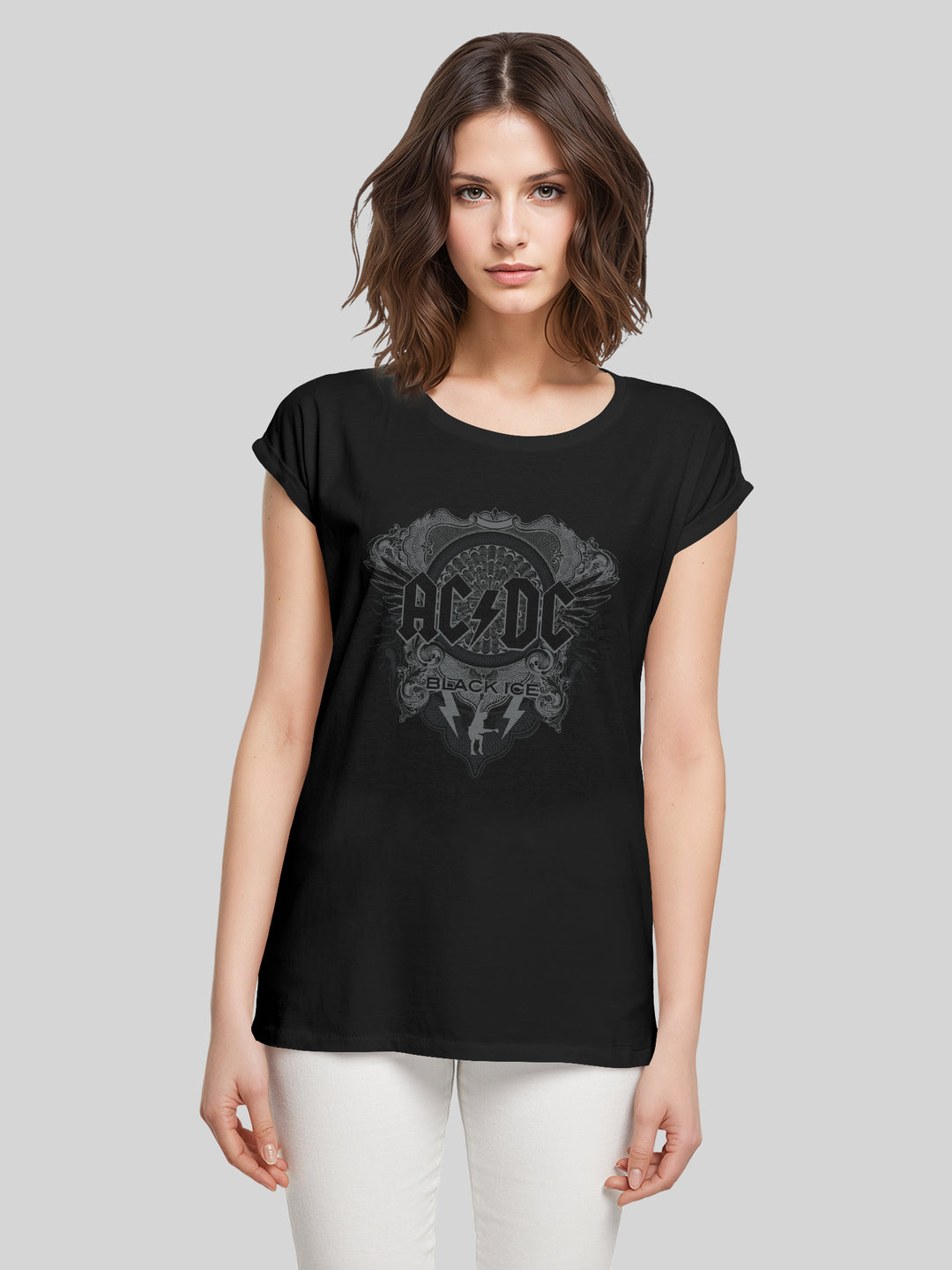 ACDC Black Ice with Ladies Extended Shoulder Tee