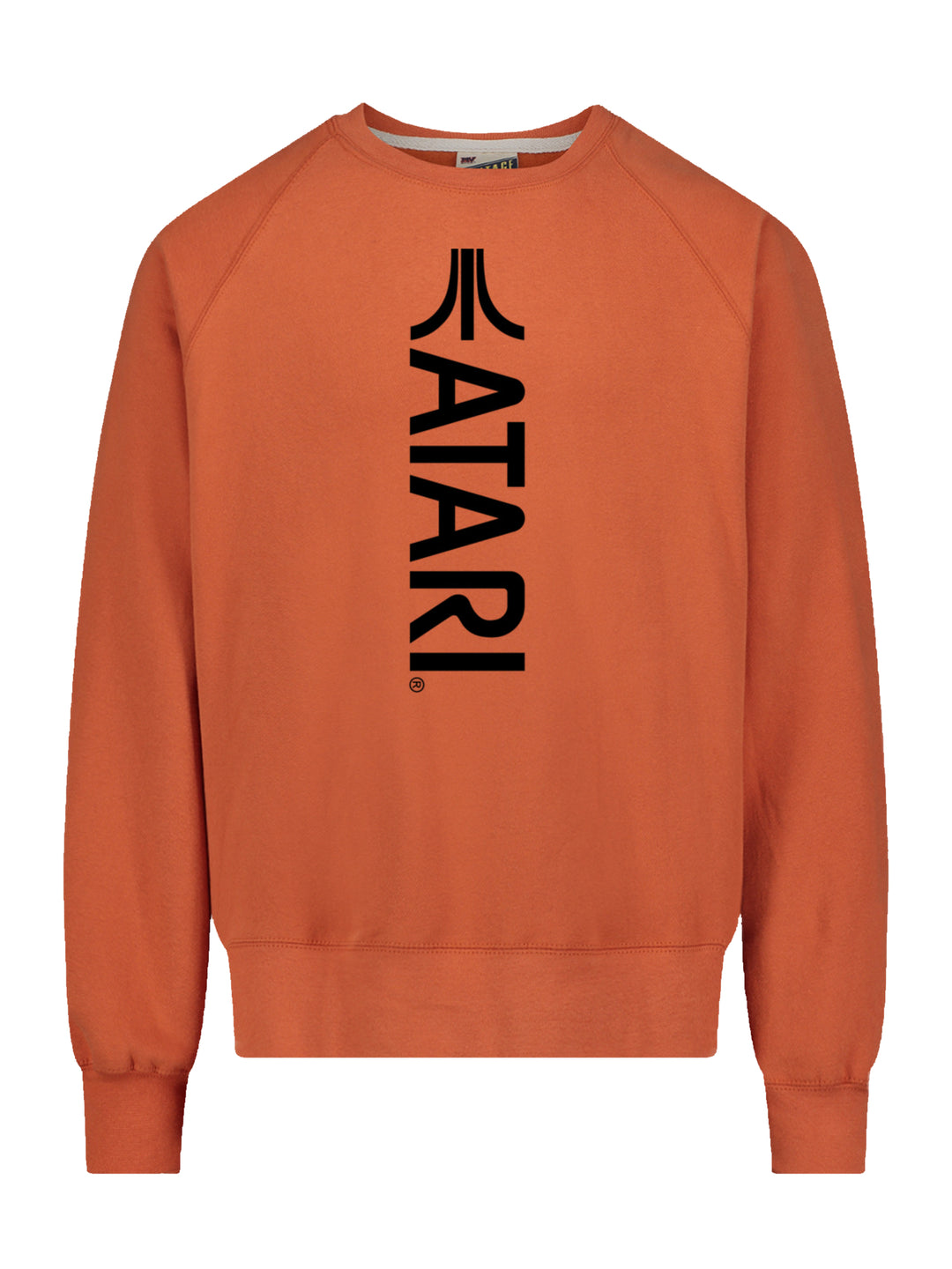 Atari Games Vertical Logo Black Retro Gaming with Vintage Fleece Raglan Crew
