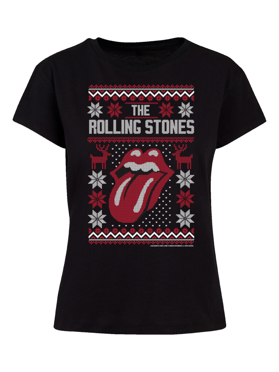 The Rolling Stones Rock Music Ugly Christmas with Ladies Box Tee