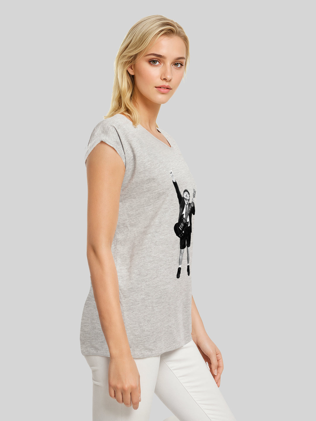 ACDC Angus Young Cut Out Ladies Extended Shoulder Tee
