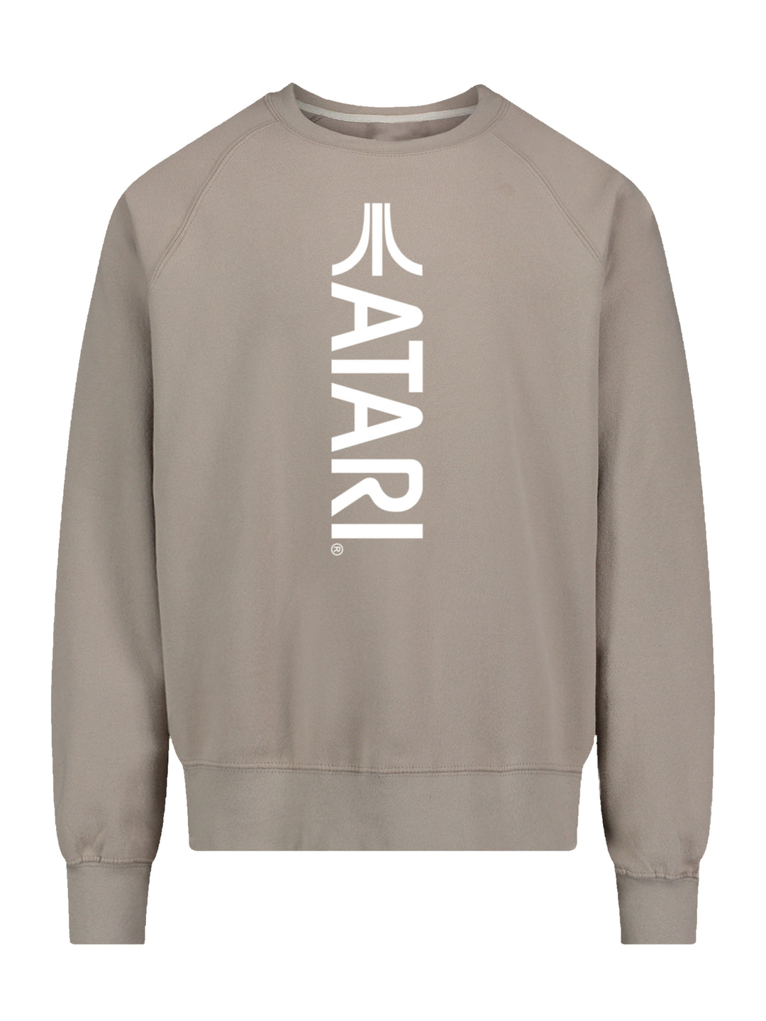 Atari Games Vertical Logo White Retro Gaming with Vintage Fleece Raglan Crew