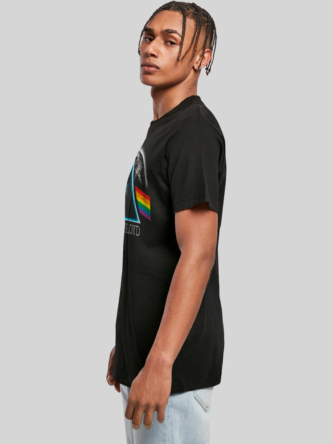 Pink Floyd Dark Side of The Moon Distressed Moon T-Shirt Round Neck
