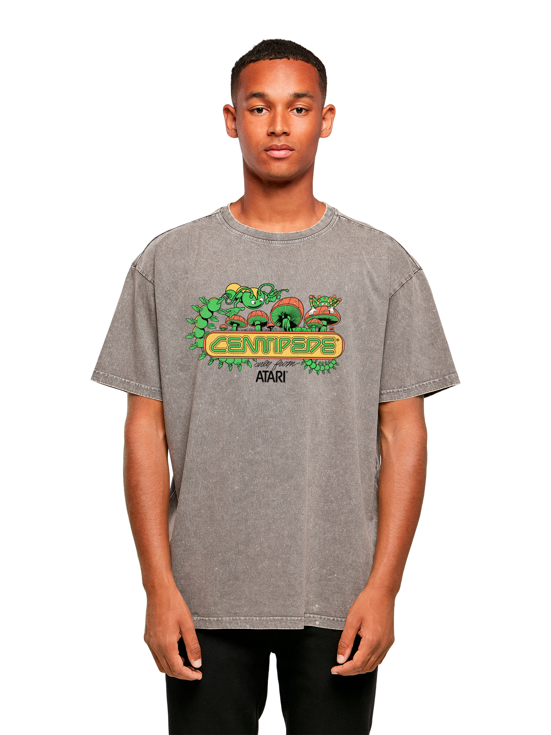 Centipede Atari Retro Gaming Art with Acid Washed Heavy Oversize Tee