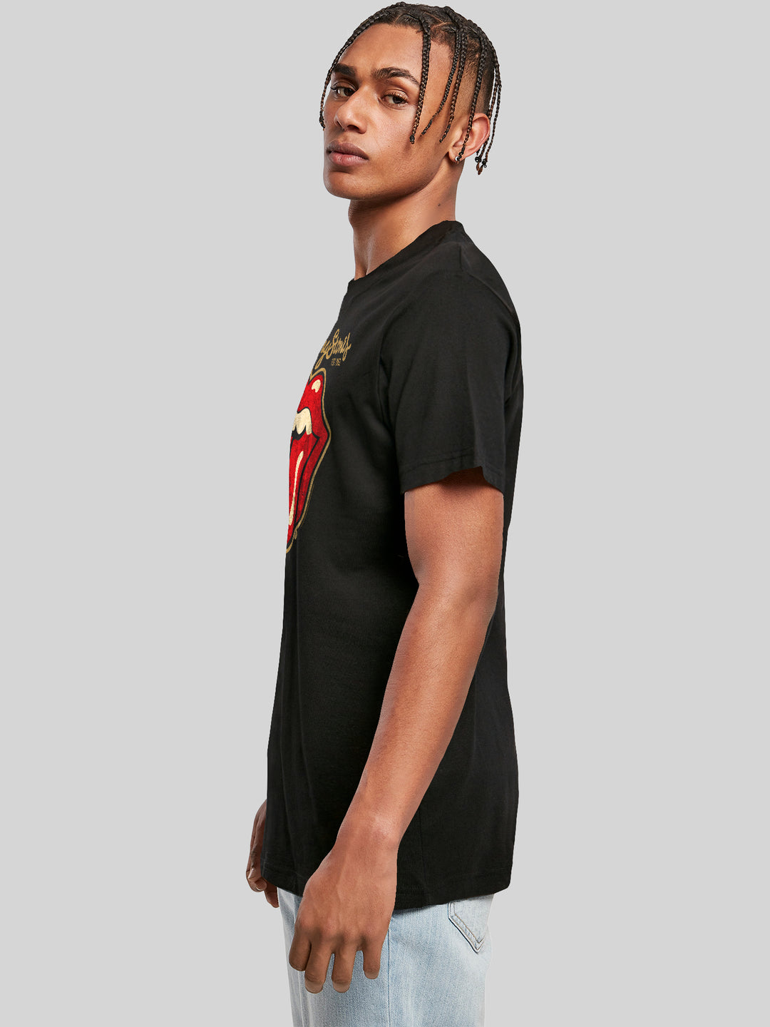 The Rolling Stones - Plastered Tongue Distressed with T-Shirt Round Neck