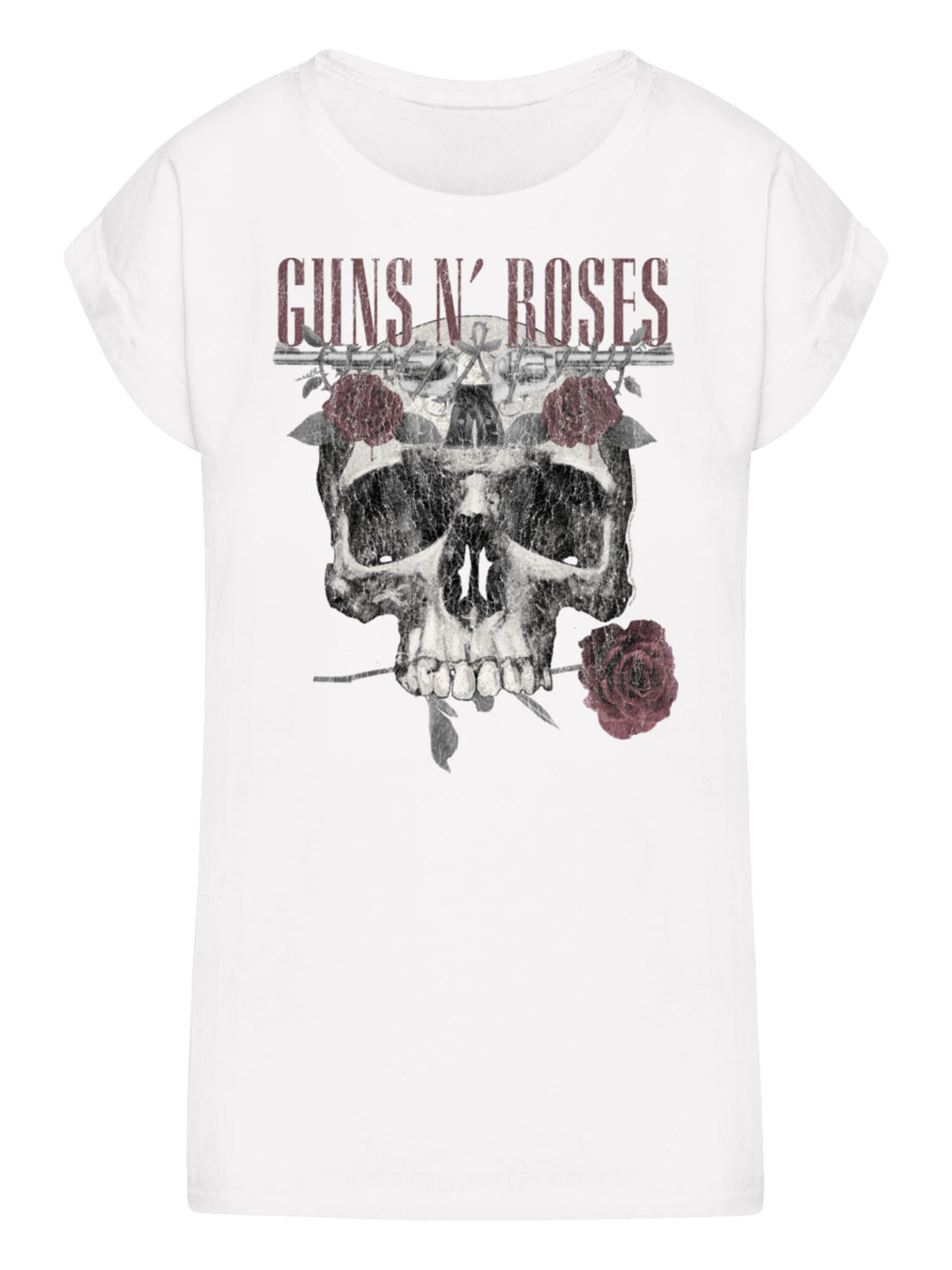 Guns N' Roses Roses Skull with Ladies Extended Shoulder Tee
