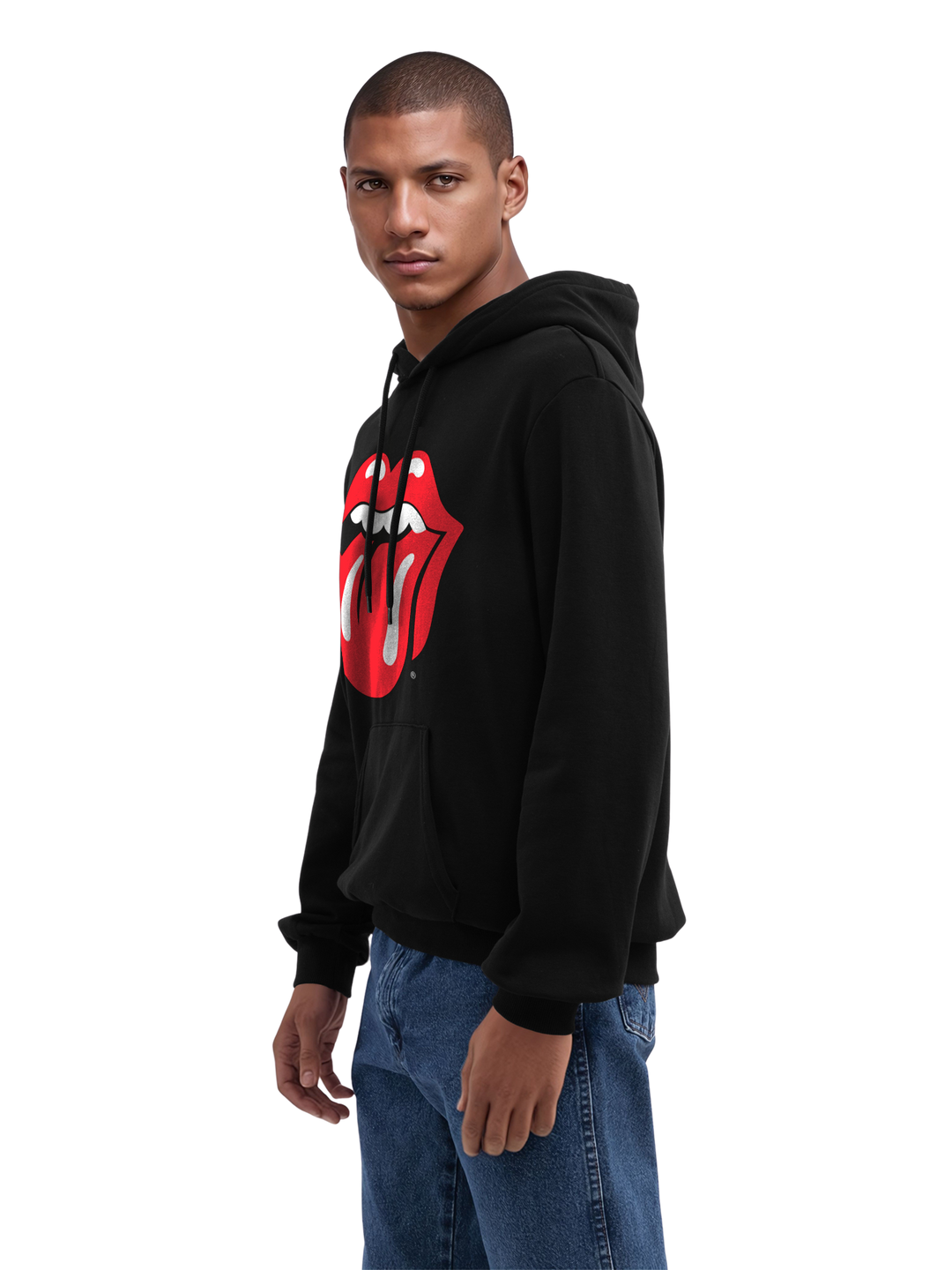 The Rolling Stones Classic Tongue Blk with True Blanks | Mens Regular Hoodie